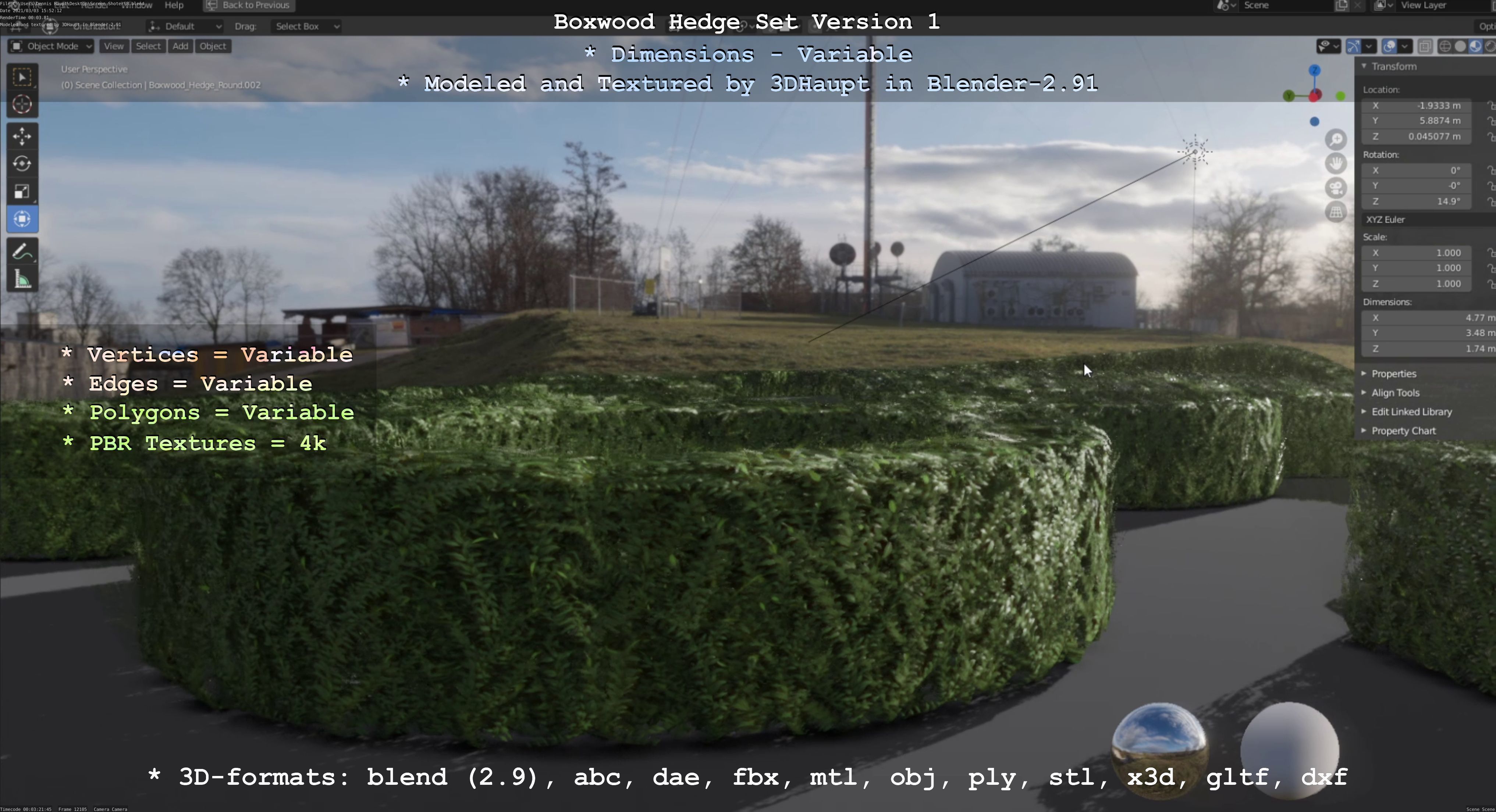 Low-Poly Boxwood Hedge Construction Kit Version 1 Low-poly 3D model_50