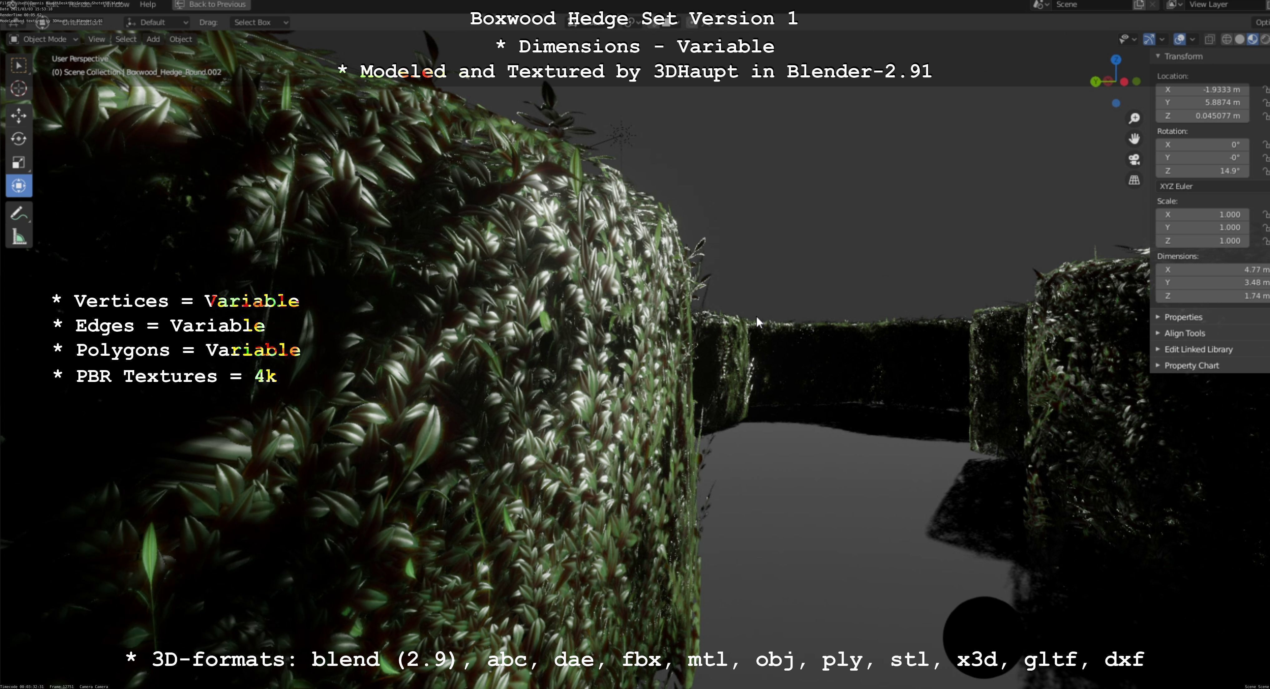 Low-Poly Boxwood Hedge Construction Kit Version 1 Low-poly 3D model_28