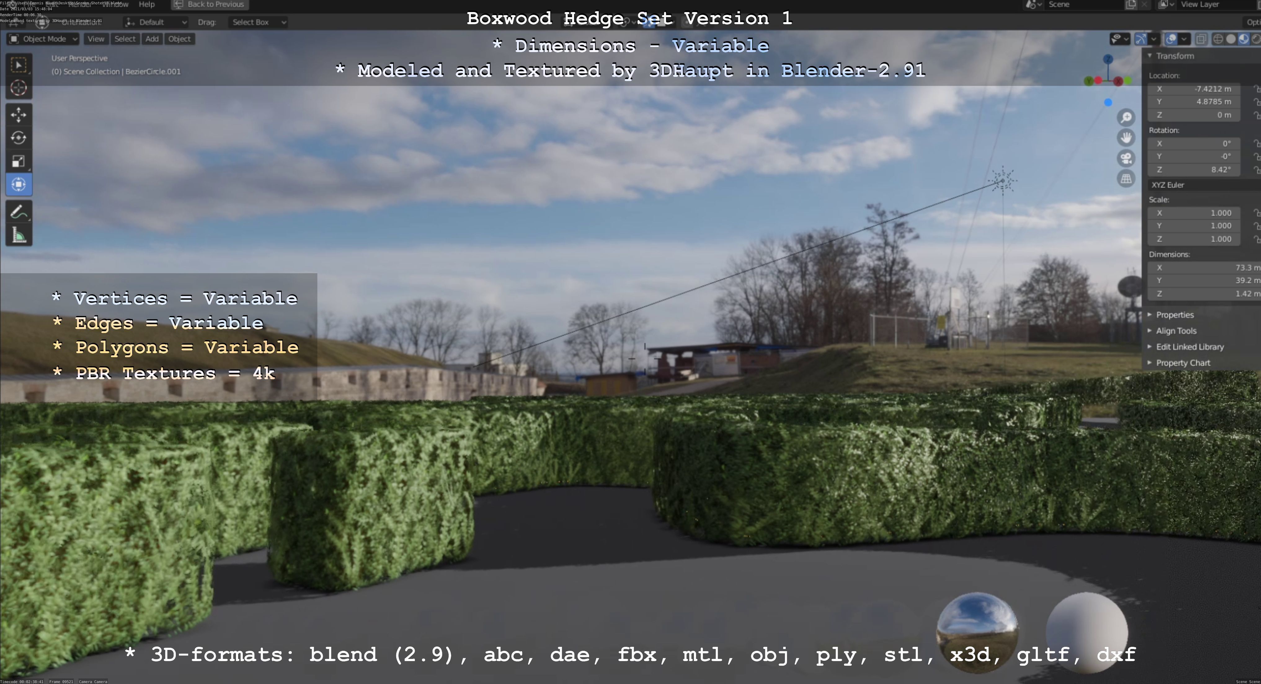 Low-Poly Boxwood Hedge Construction Kit Version 1 Low-poly 3D model_2