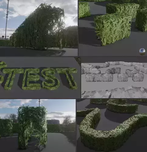 Low-Poly Boxwood Hedge Construction Kit Version 1 Low-poly 3D model