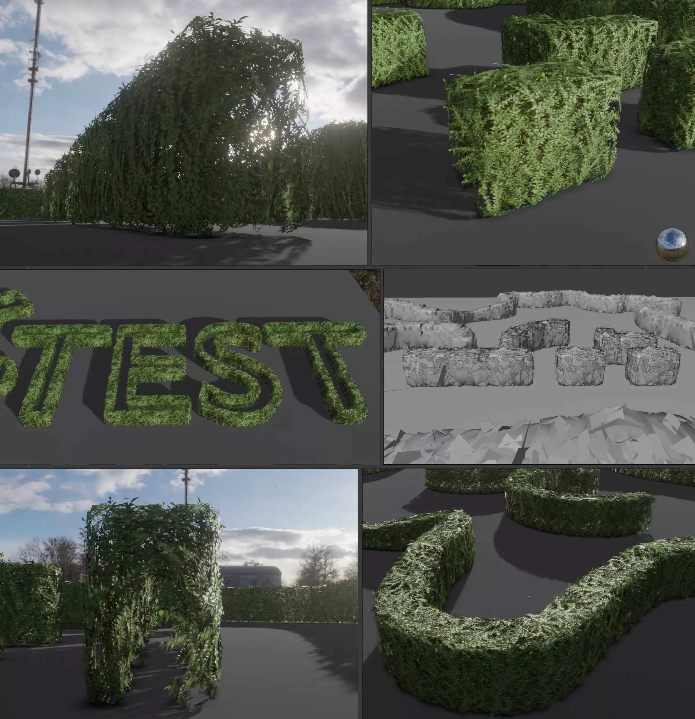 Low-Poly Boxwood Hedge Construction Kit Version 1 Low-poly 3D model_0