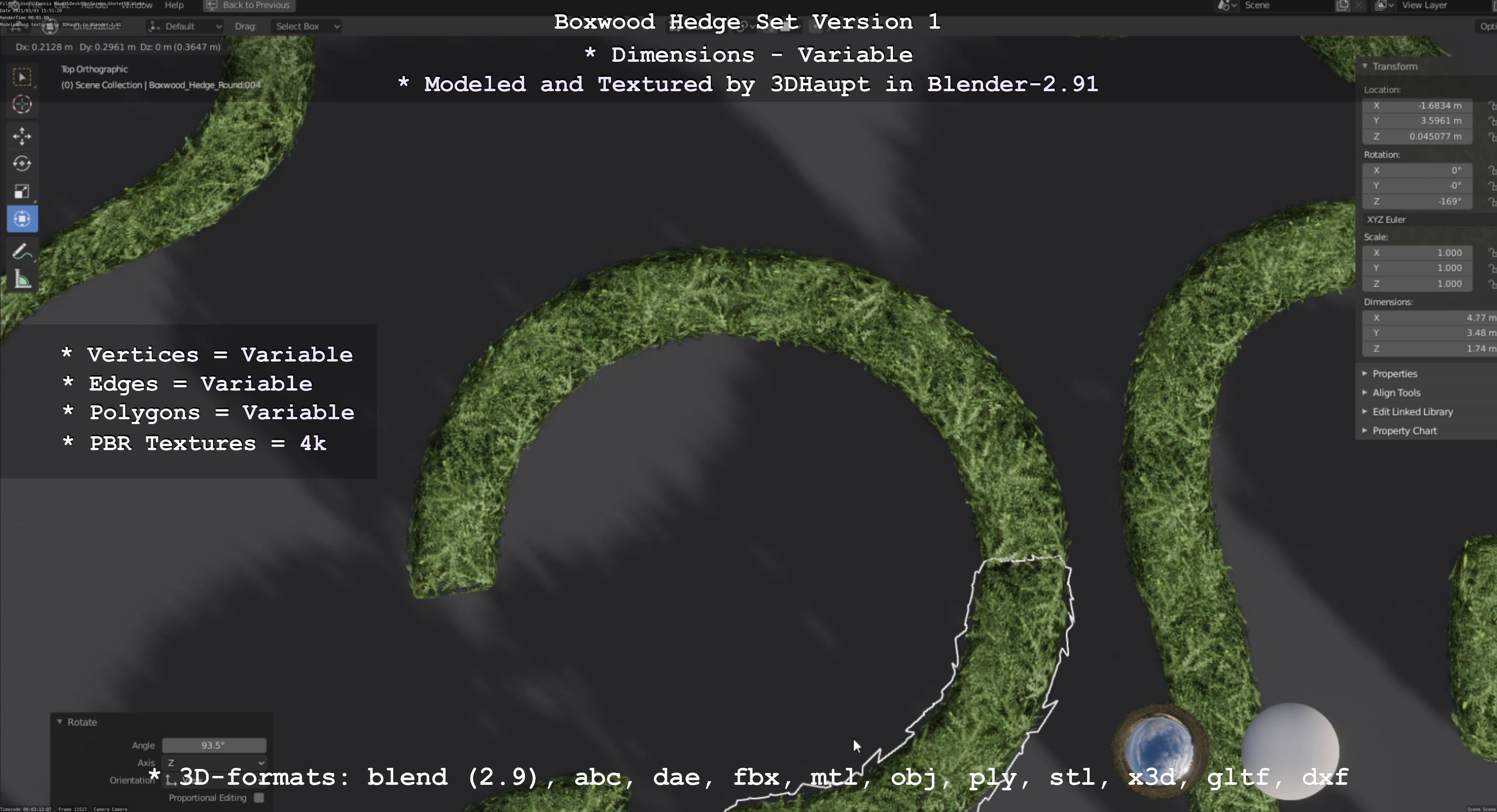 Low-Poly Boxwood Hedge Construction Kit Version 1 Low-poly 3D model_85