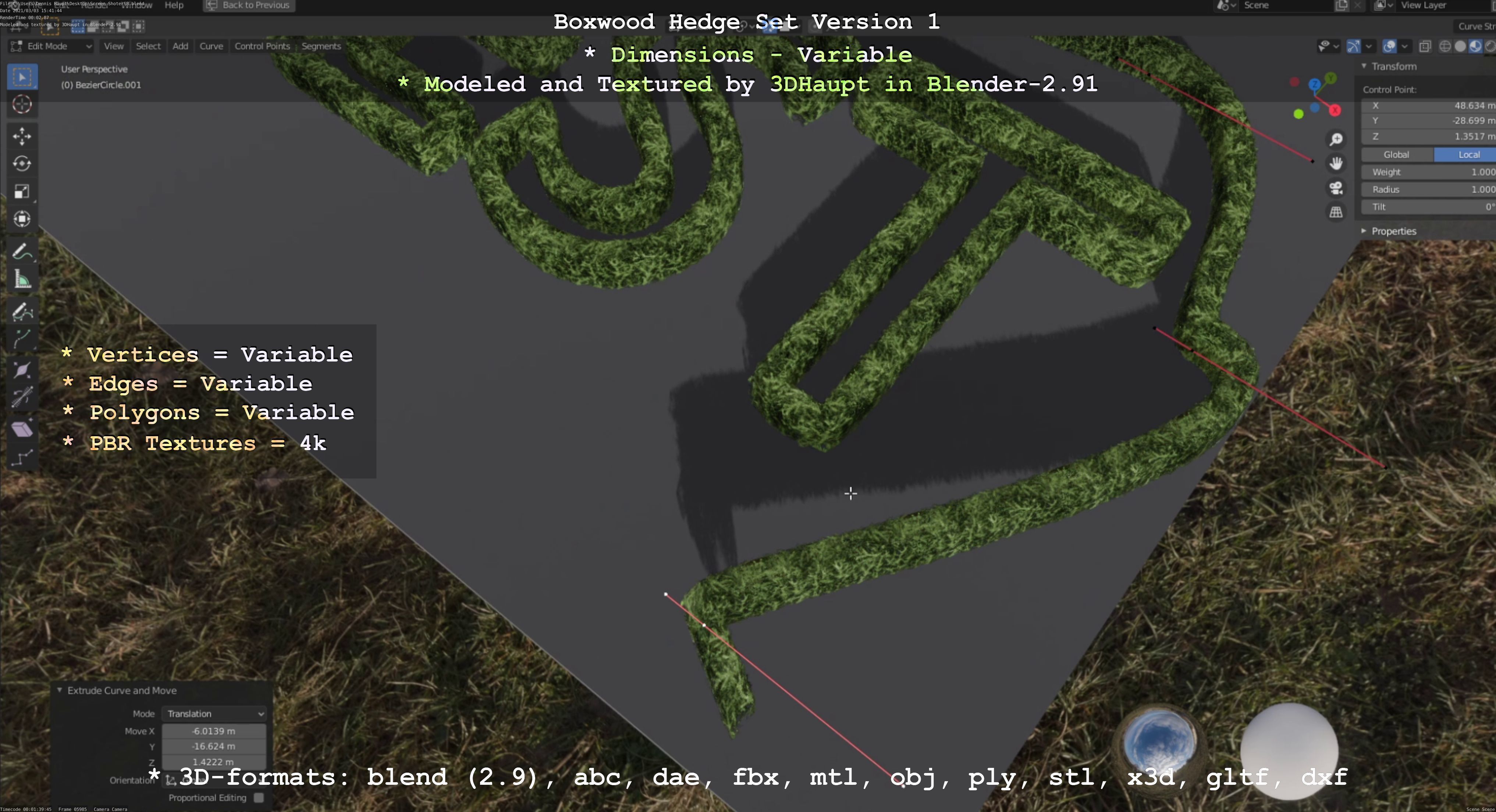 Low-Poly Boxwood Hedge Construction Kit Version 1 Low-poly 3D model_63