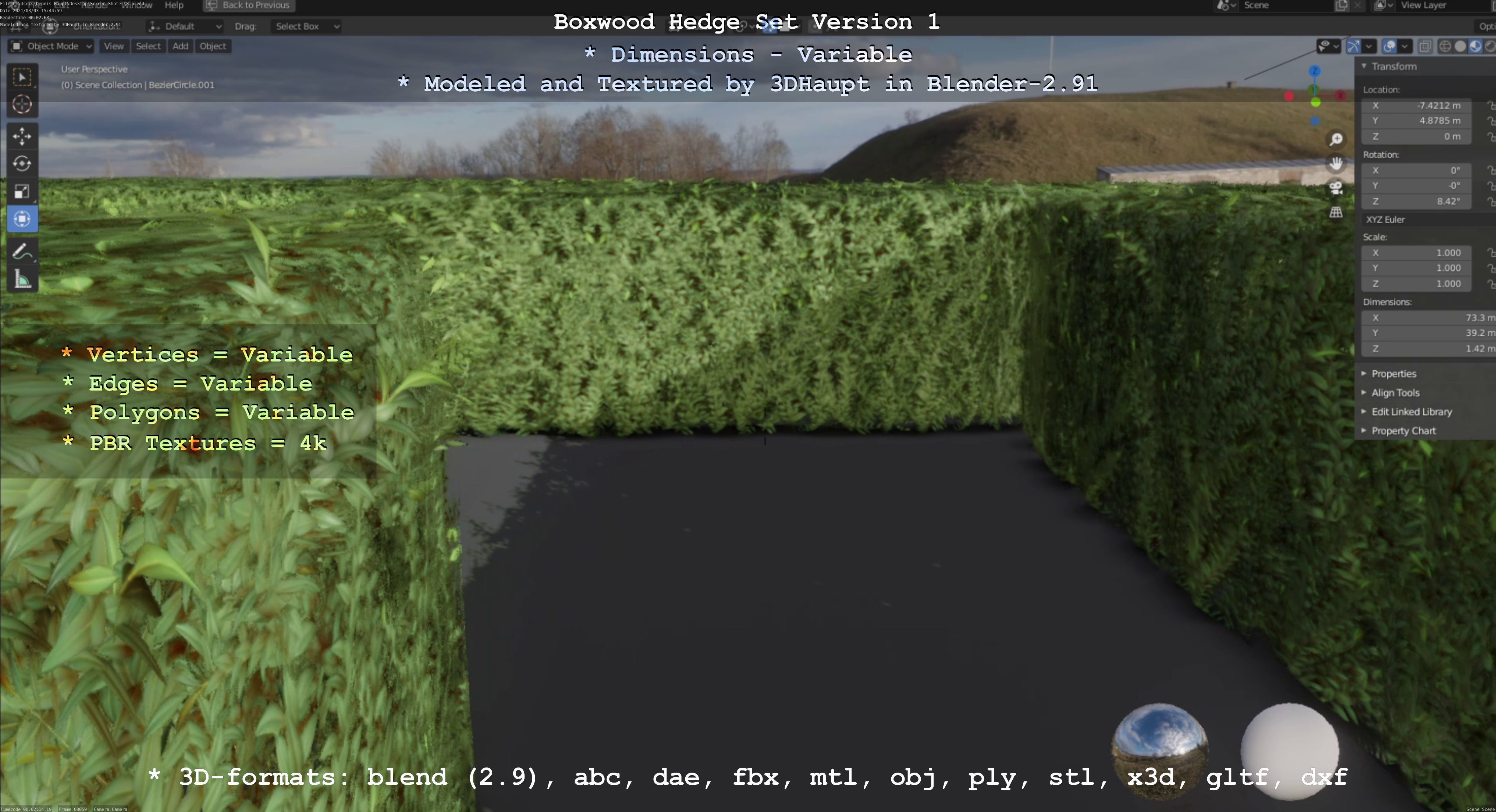 Low-Poly Boxwood Hedge Construction Kit Version 1 Low-poly 3D model_69