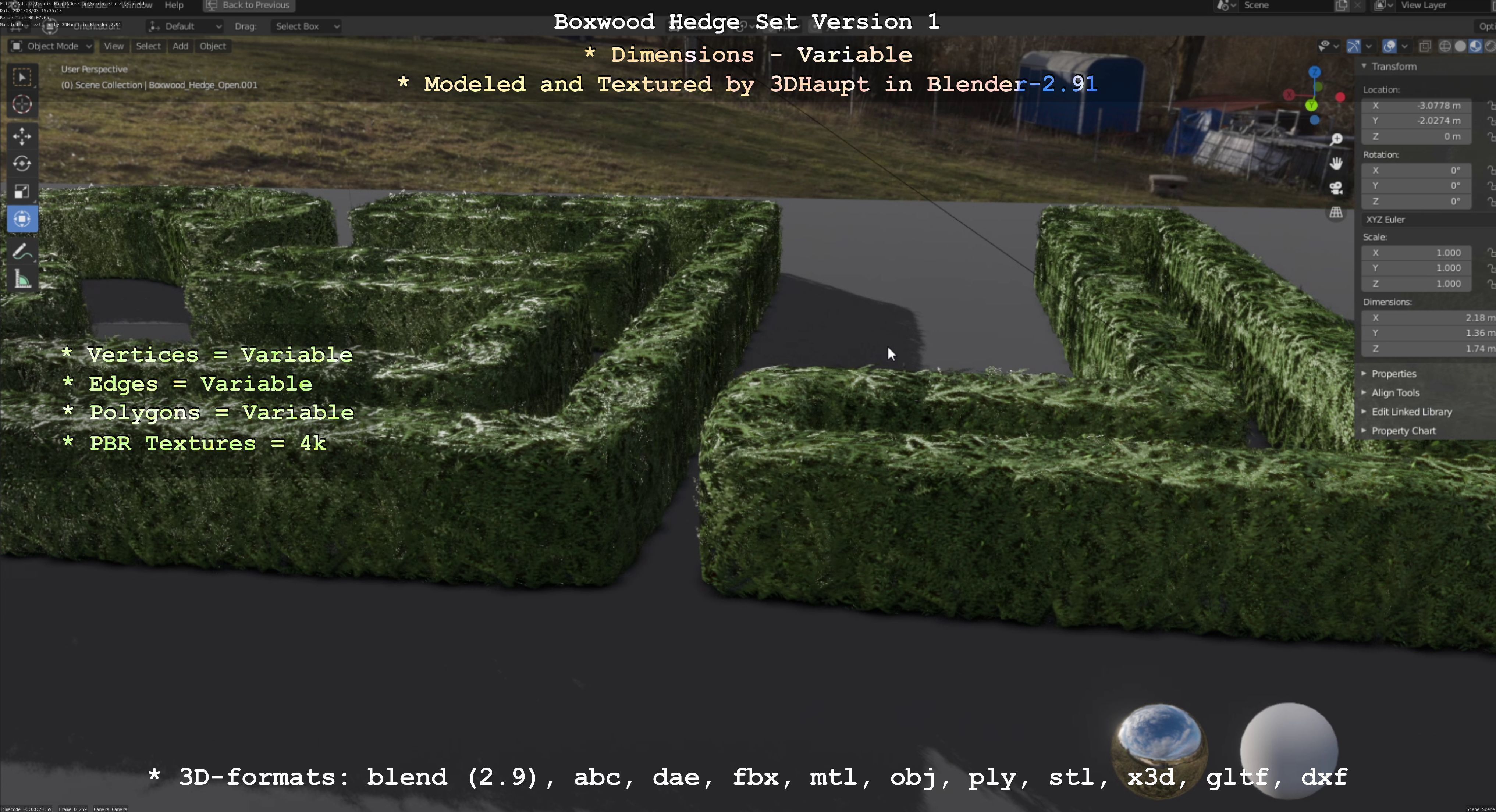 Low-Poly Boxwood Hedge Construction Kit Version 1 Low-poly 3D model_40