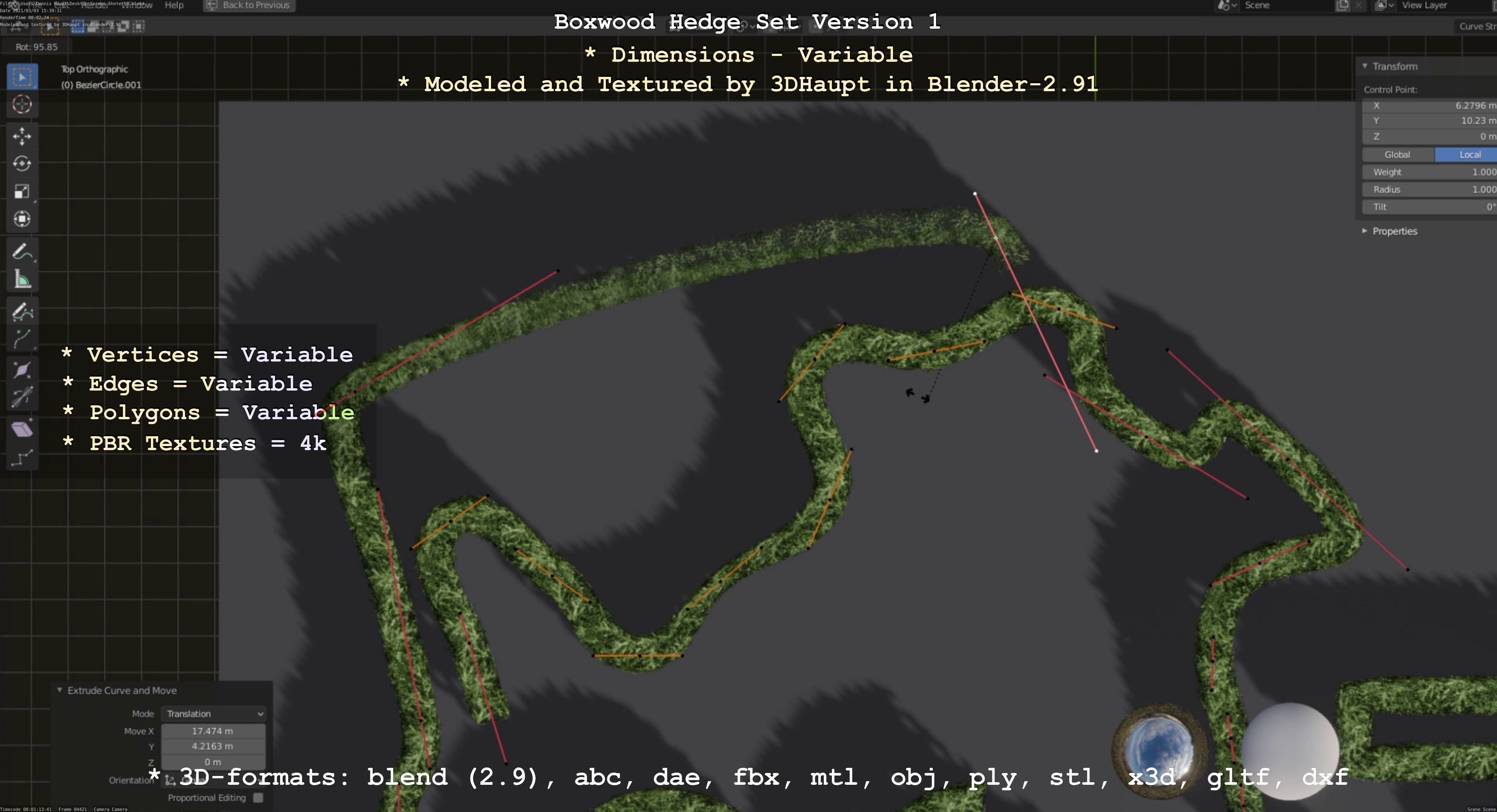 Low-Poly Boxwood Hedge Construction Kit Version 1 Low-poly 3D model_54