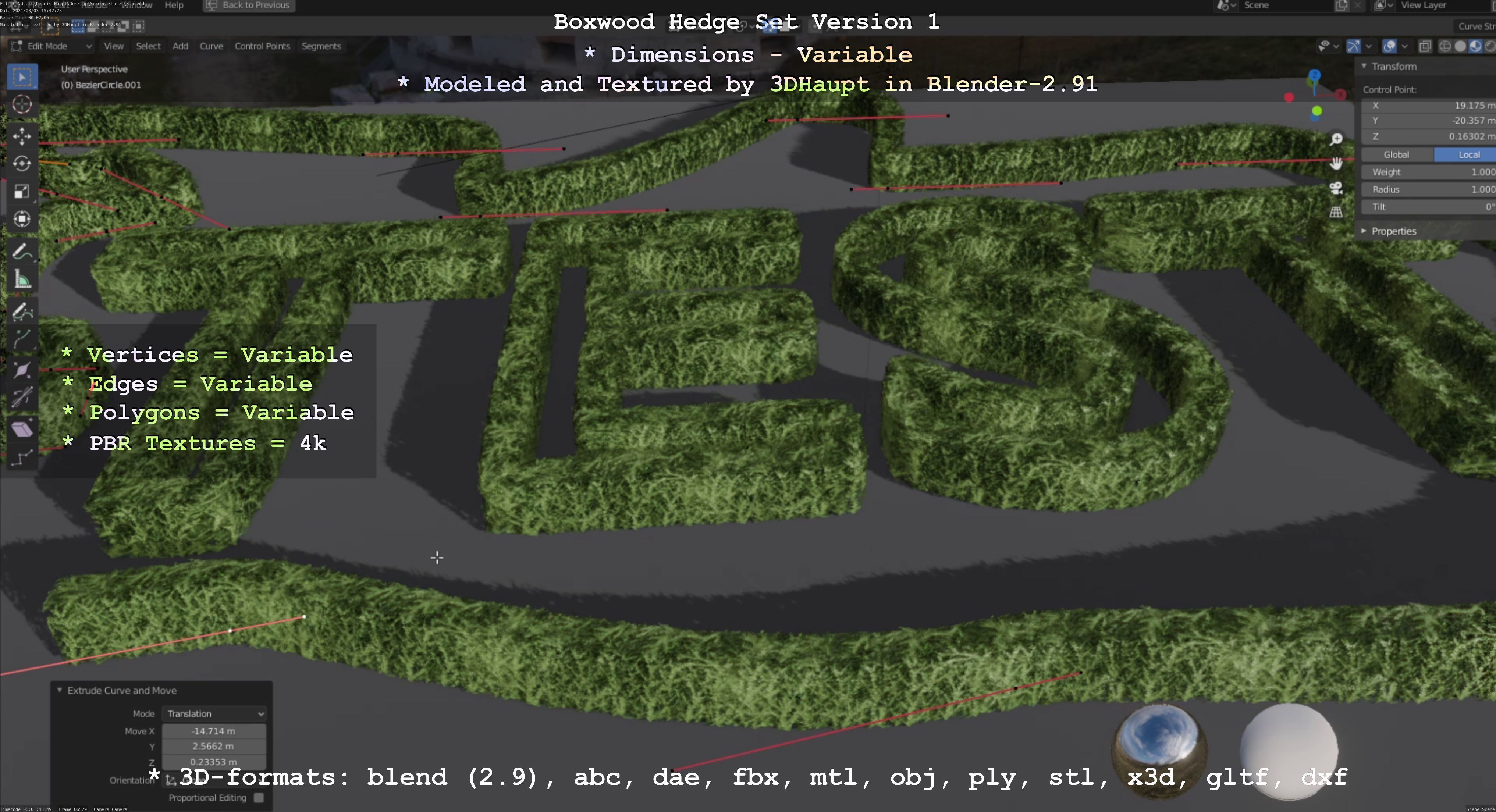 Low-Poly Boxwood Hedge Construction Kit Version 1 Low-poly 3D model_7