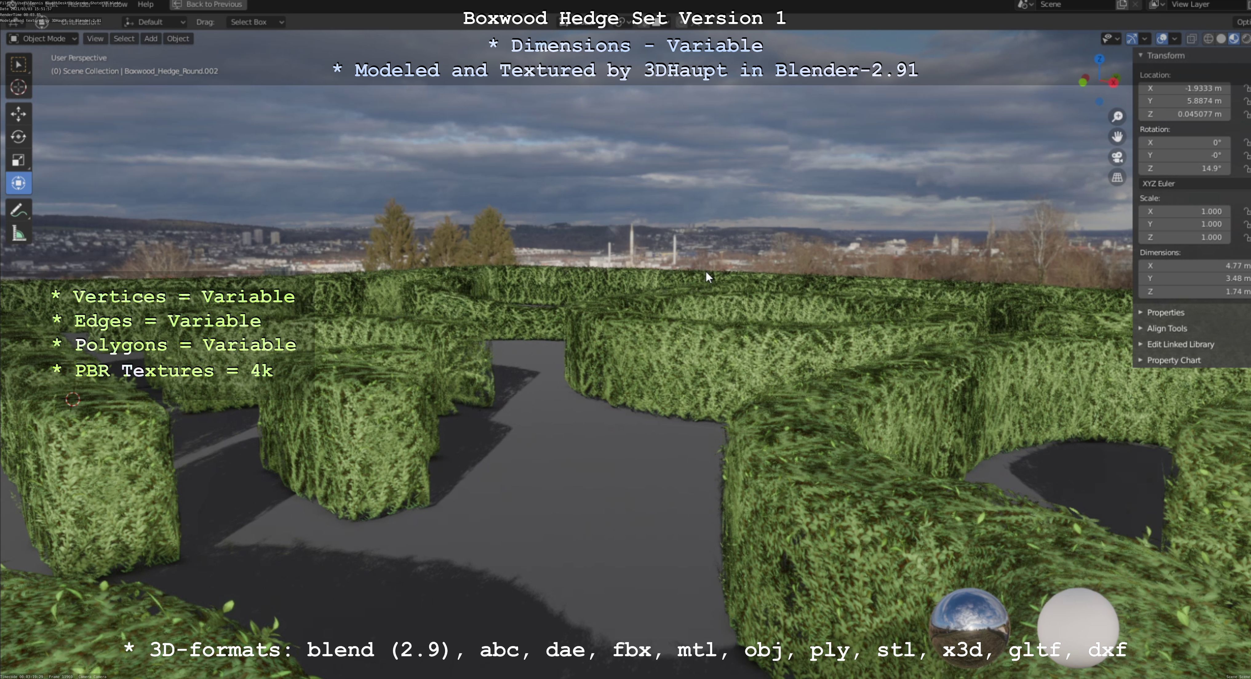 Low-Poly Boxwood Hedge Construction Kit Version 1 Low-poly 3D model_20