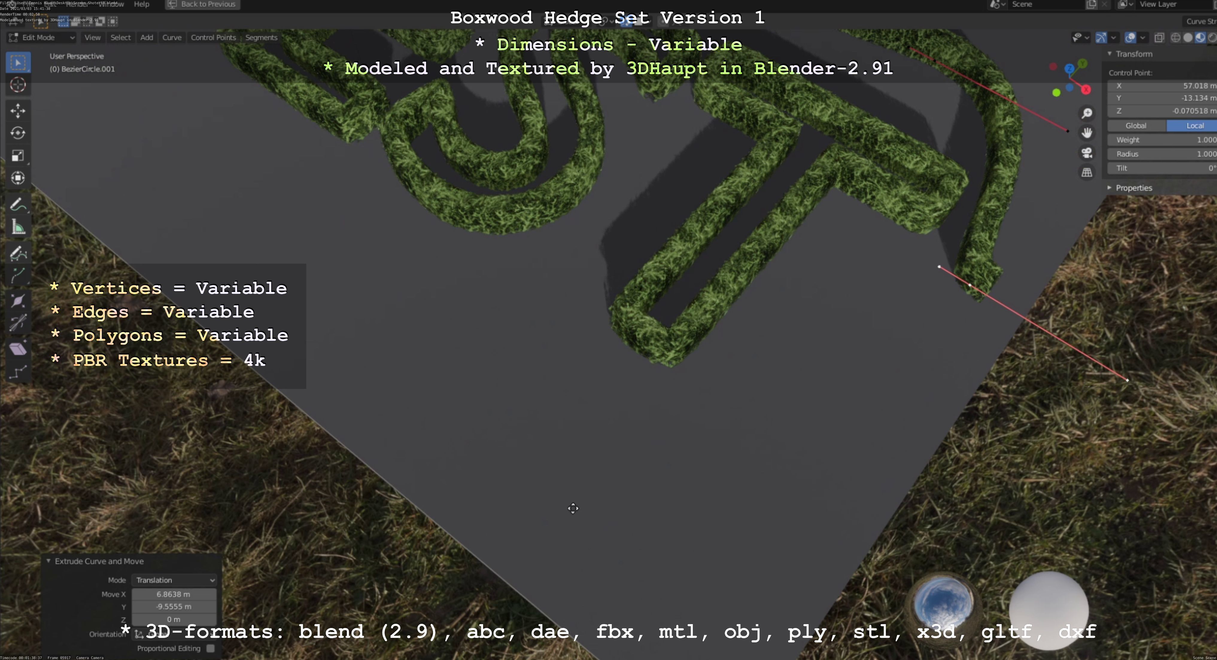 Low-Poly Boxwood Hedge Construction Kit Version 1 Low-poly 3D model_55