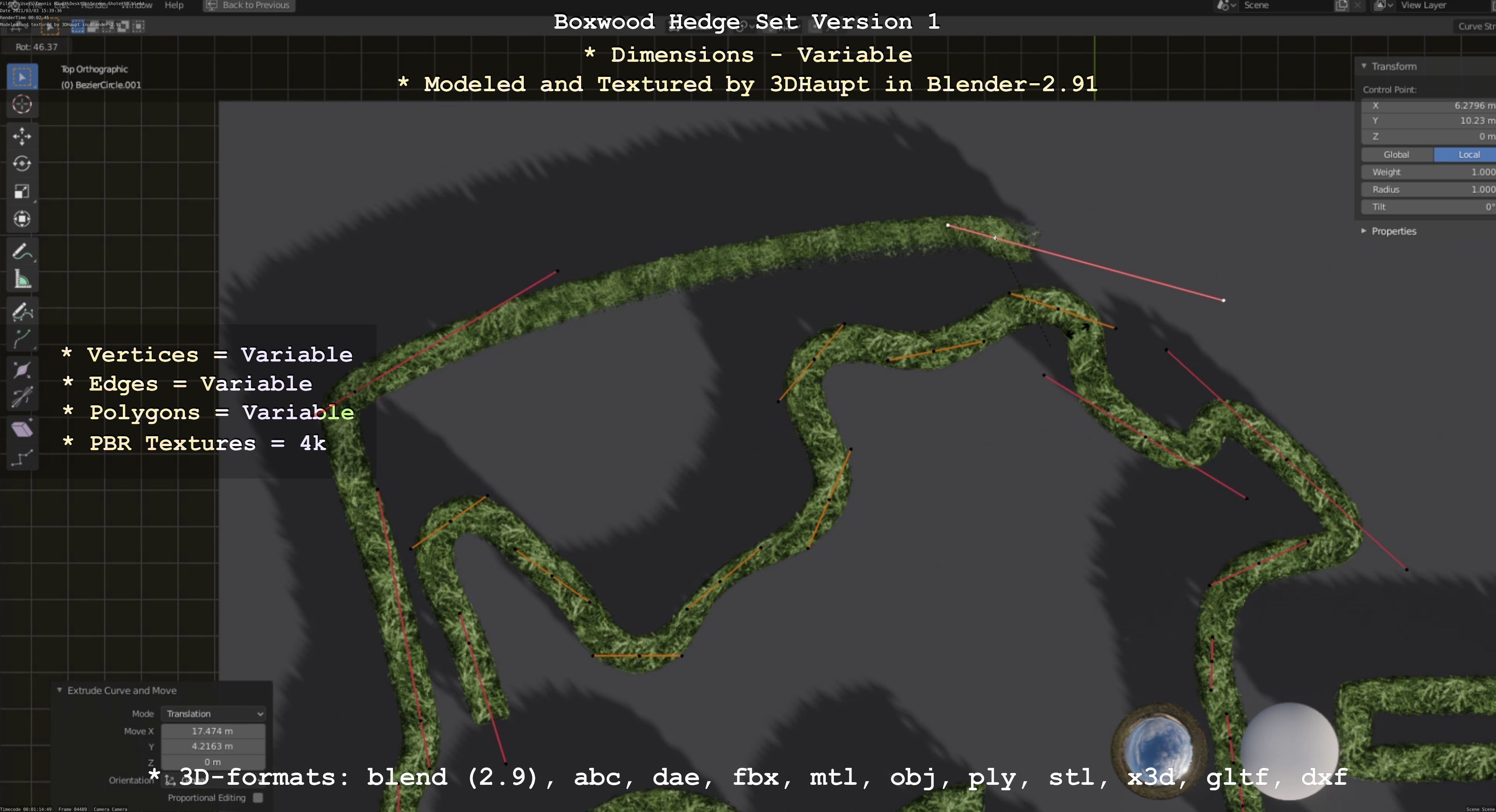 Low-Poly Boxwood Hedge Construction Kit Version 1 Low-poly 3D model_67