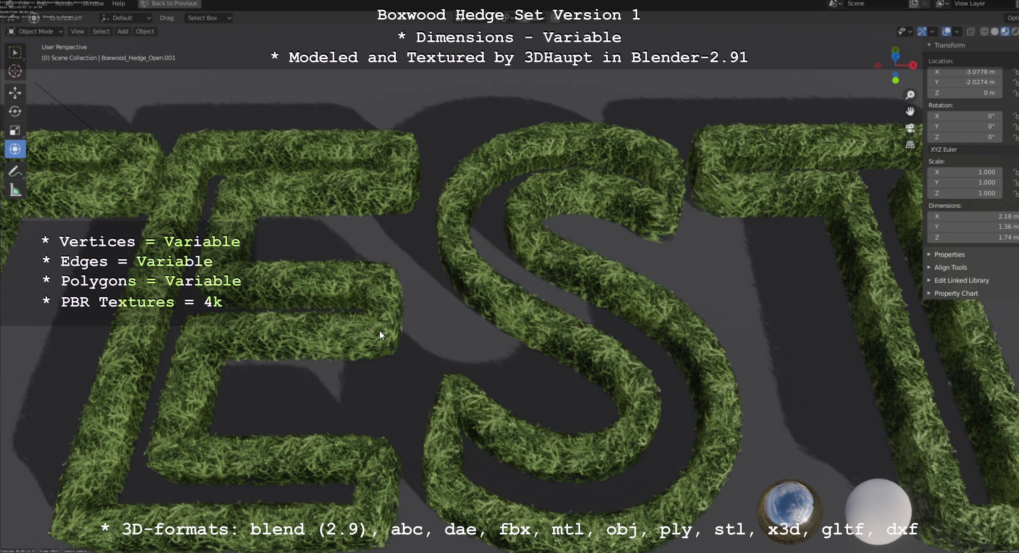 Low-Poly Boxwood Hedge Construction Kit Version 1 Low-poly 3D model_38