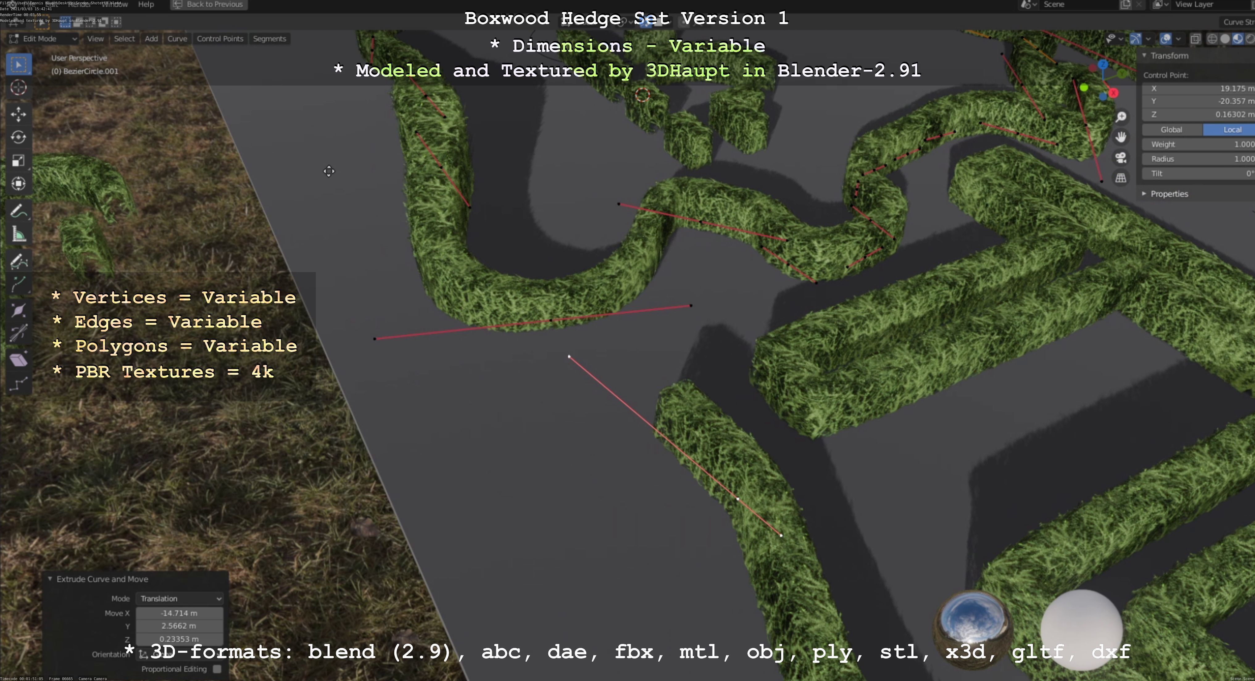 Low-Poly Boxwood Hedge Construction Kit Version 1 Low-poly 3D model_64