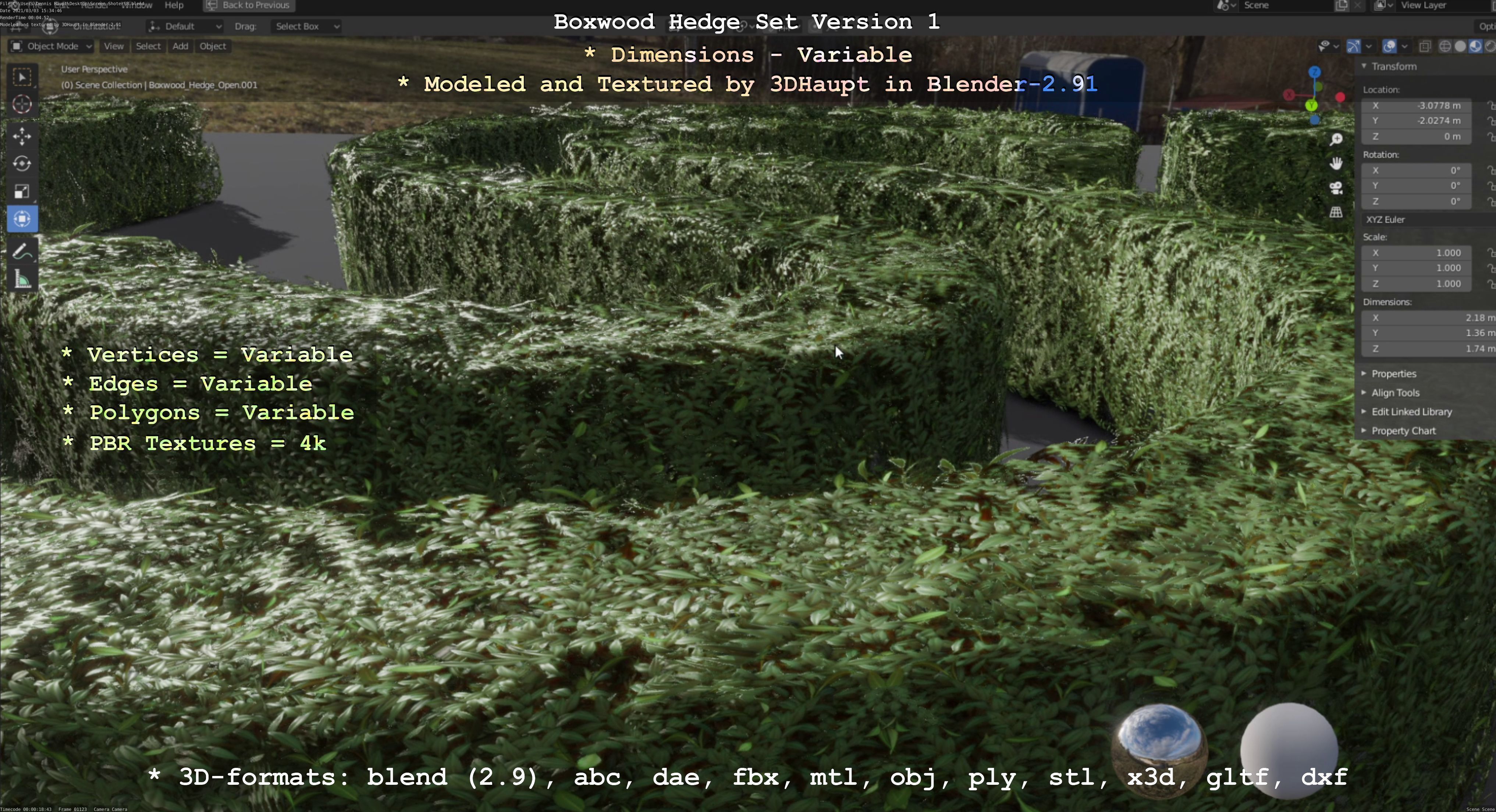 Low-Poly Boxwood Hedge Construction Kit Version 1 Low-poly 3D model_35