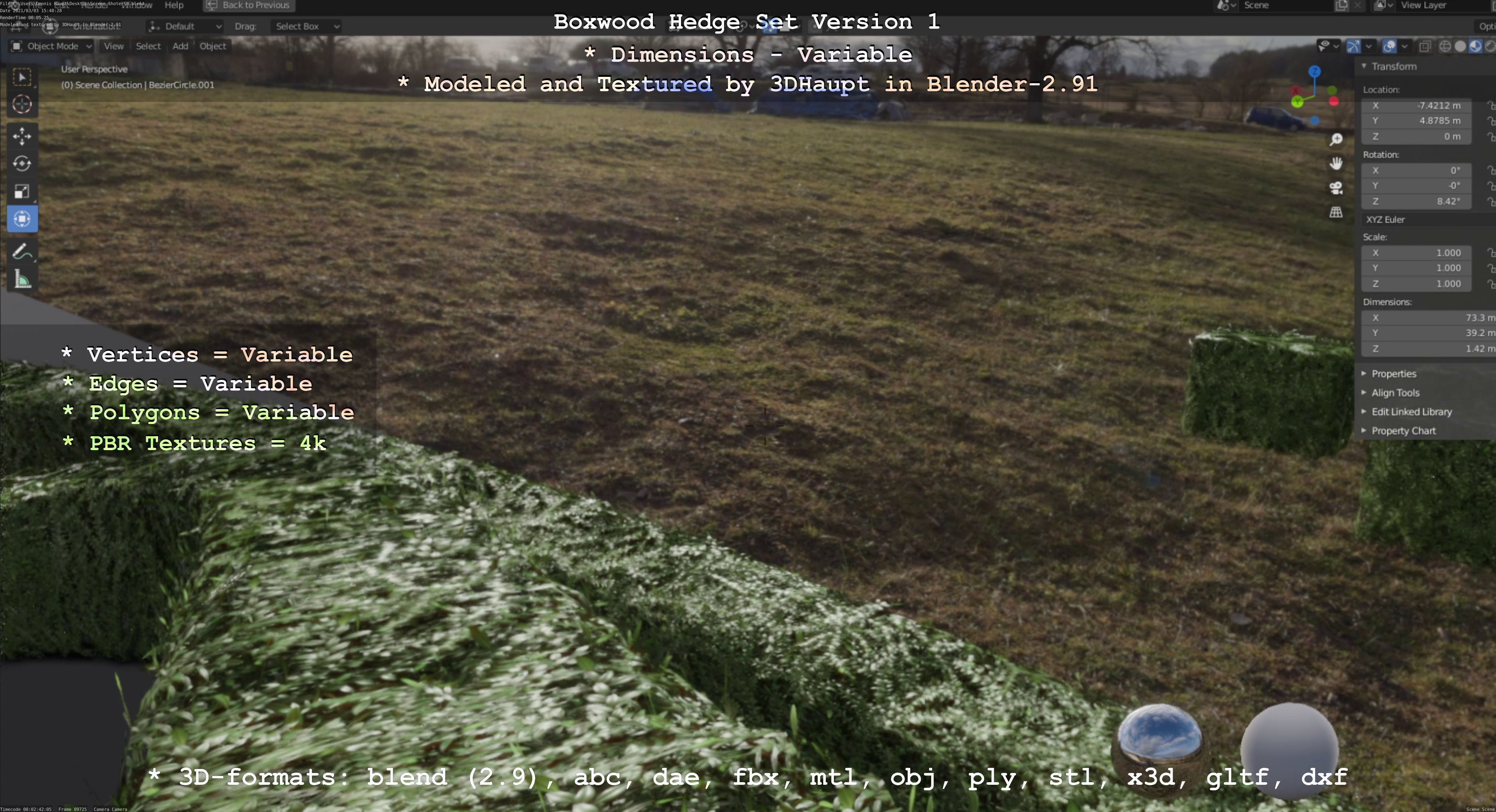 Low-Poly Boxwood Hedge Construction Kit Version 1 Low-poly 3D model_79