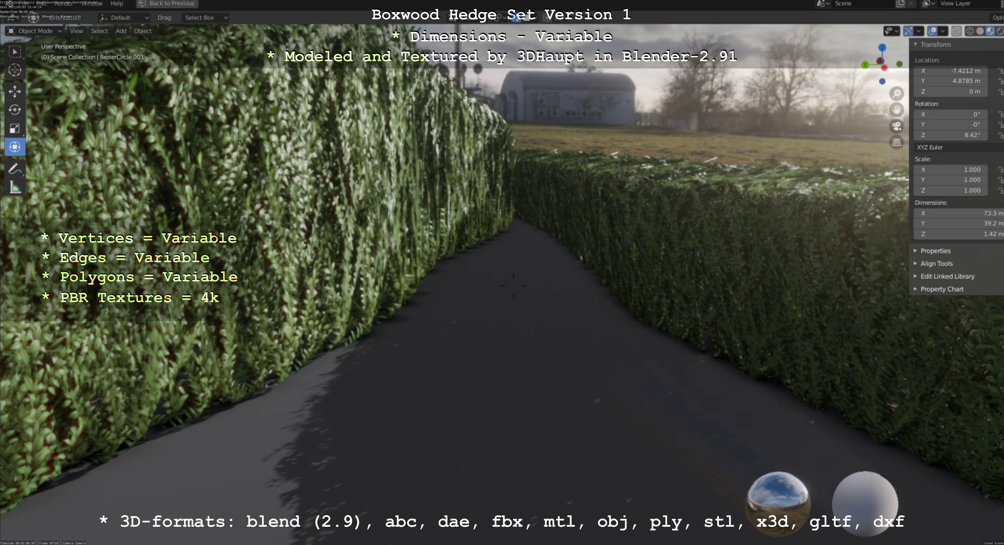 Low-Poly Boxwood Hedge Construction Kit Version 1 Low-poly 3D model_51