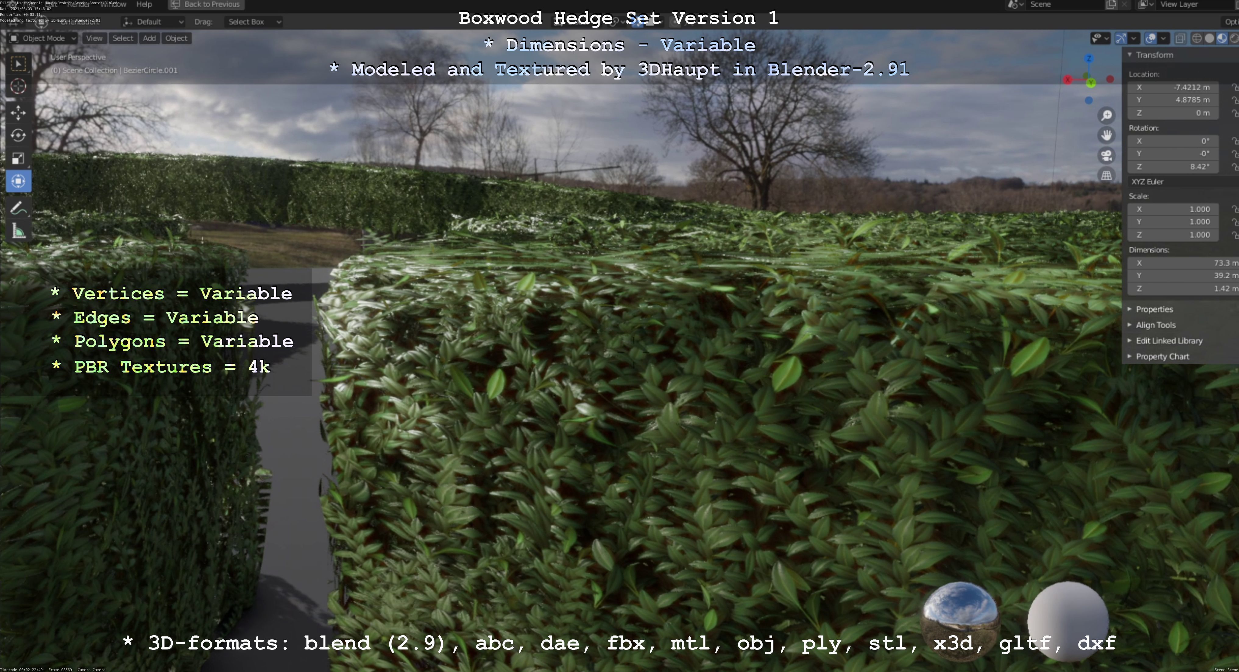 Low-Poly Boxwood Hedge Construction Kit Version 1 Low-poly 3D model_47