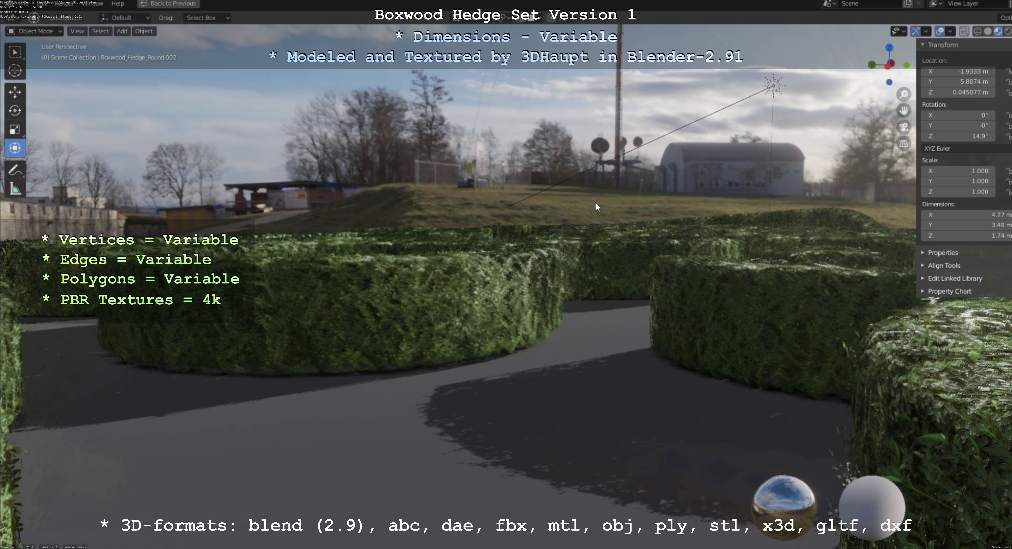 Low-Poly Boxwood Hedge Construction Kit Version 1 Low-poly 3D model_84