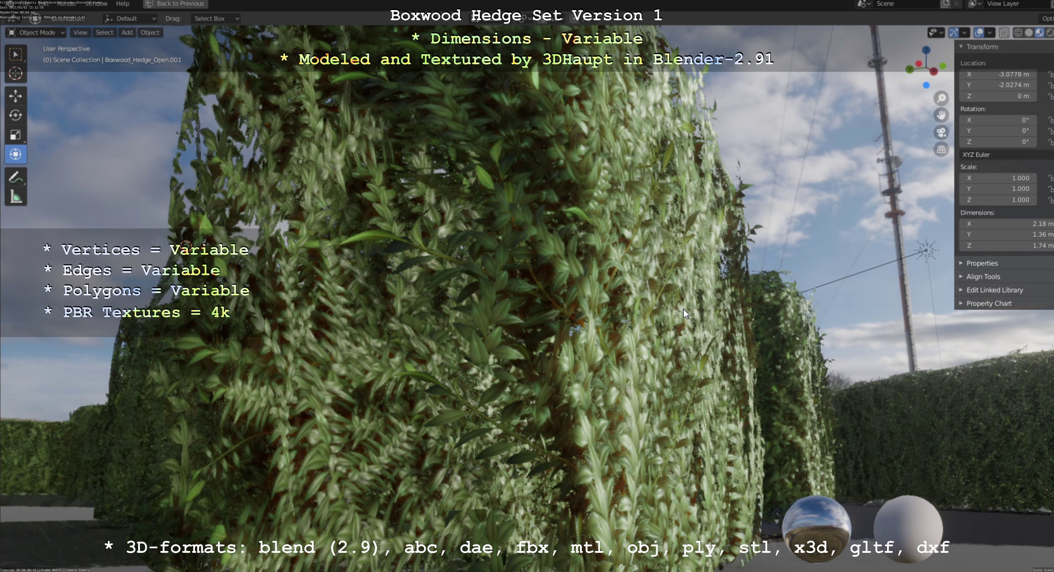 Low-Poly Boxwood Hedge Construction Kit Version 1 Low-poly 3D model_9