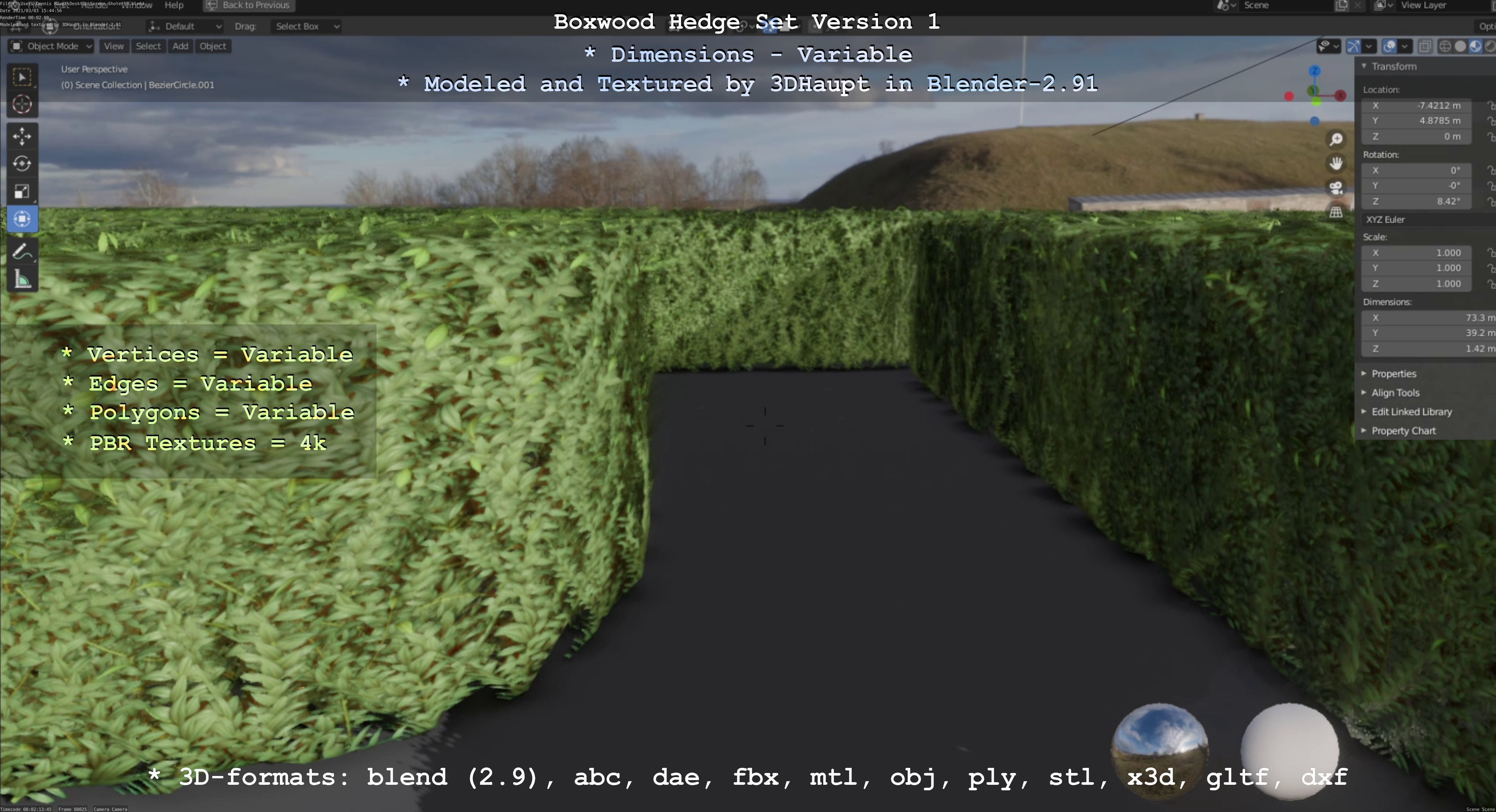 Low-Poly Boxwood Hedge Construction Kit Version 1 Low-poly 3D model_39