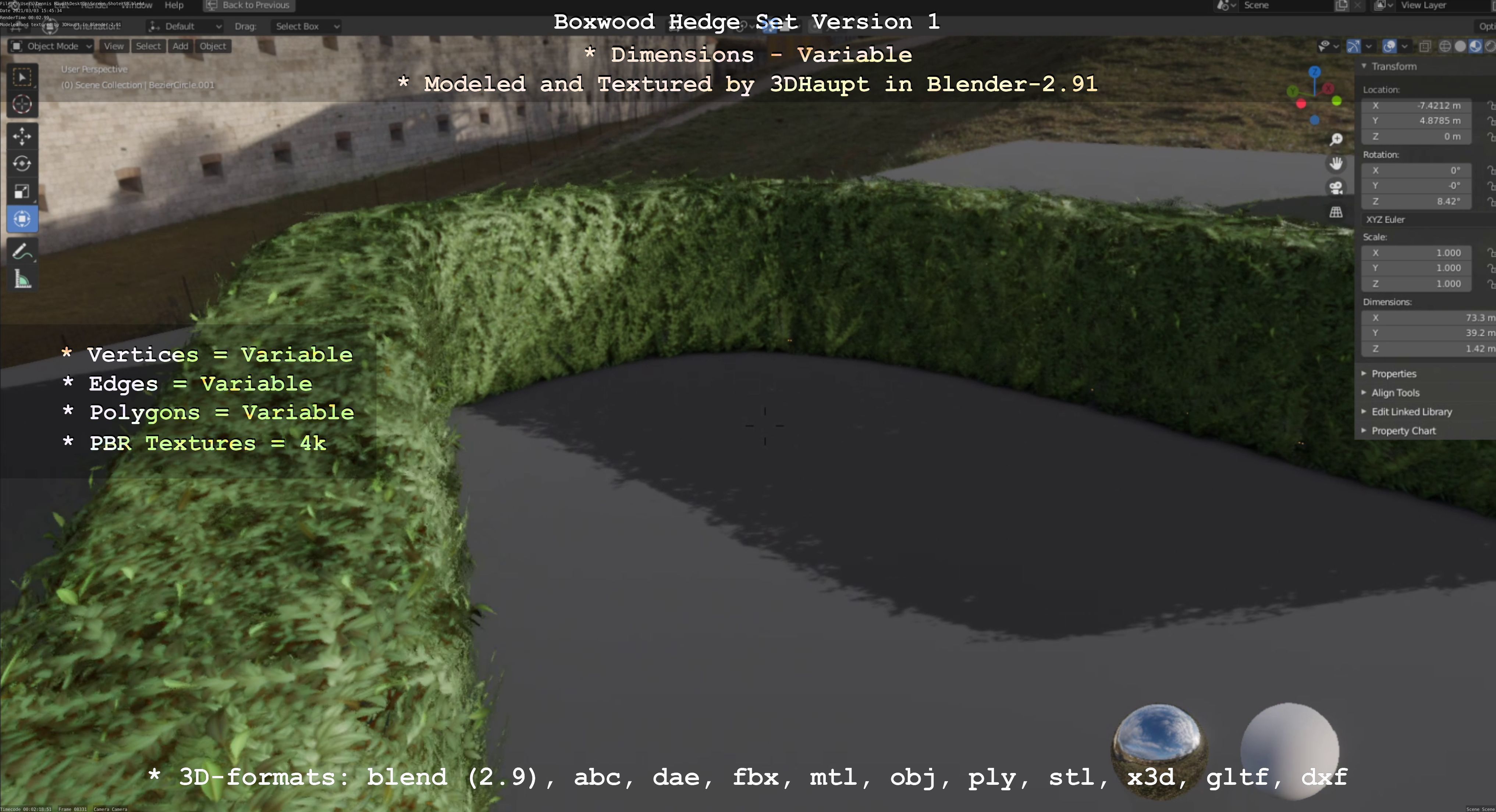 Low-Poly Boxwood Hedge Construction Kit Version 1 Low-poly 3D model_73