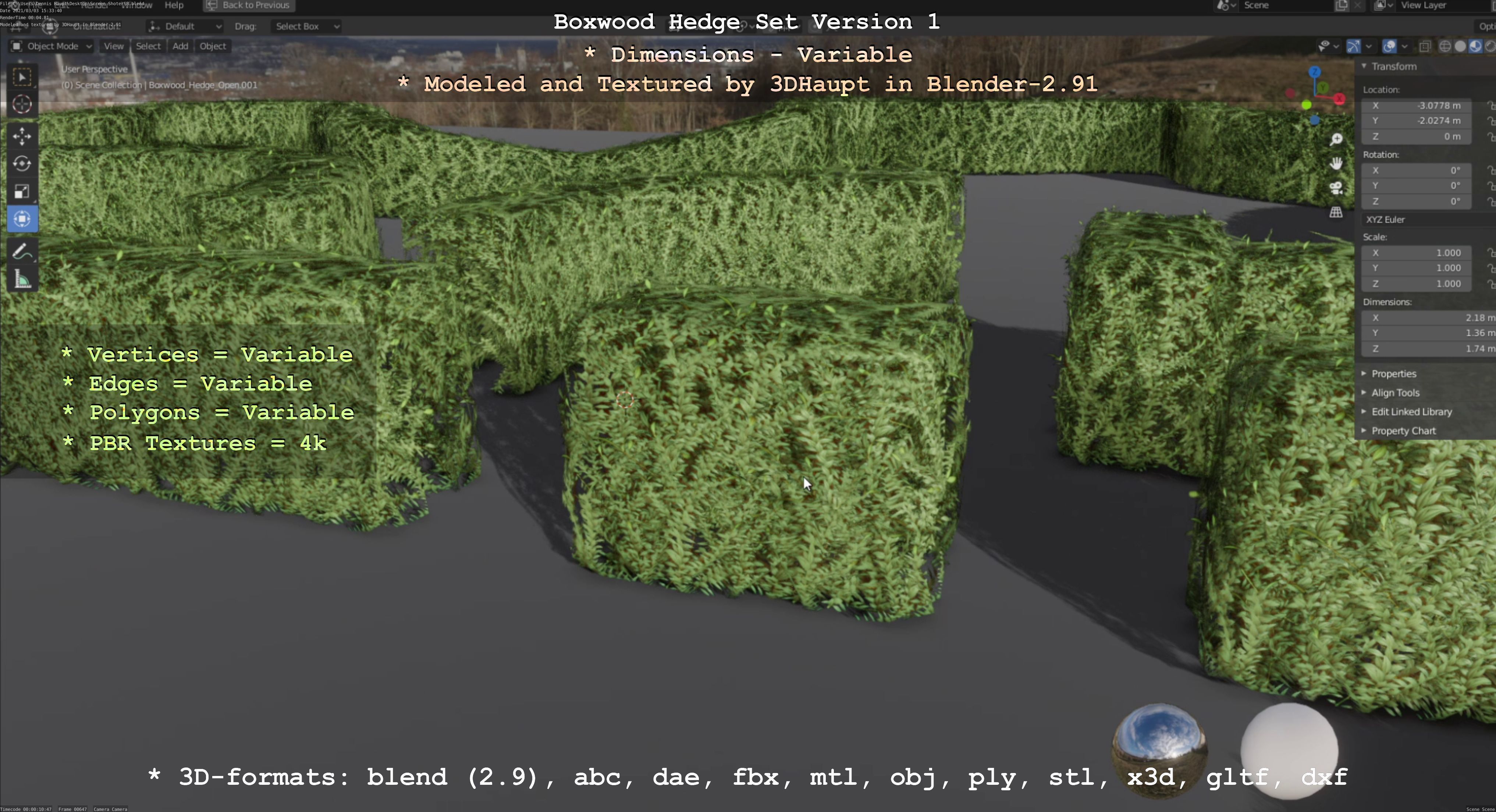 Low-Poly Boxwood Hedge Construction Kit Version 1 Low-poly 3D model_10