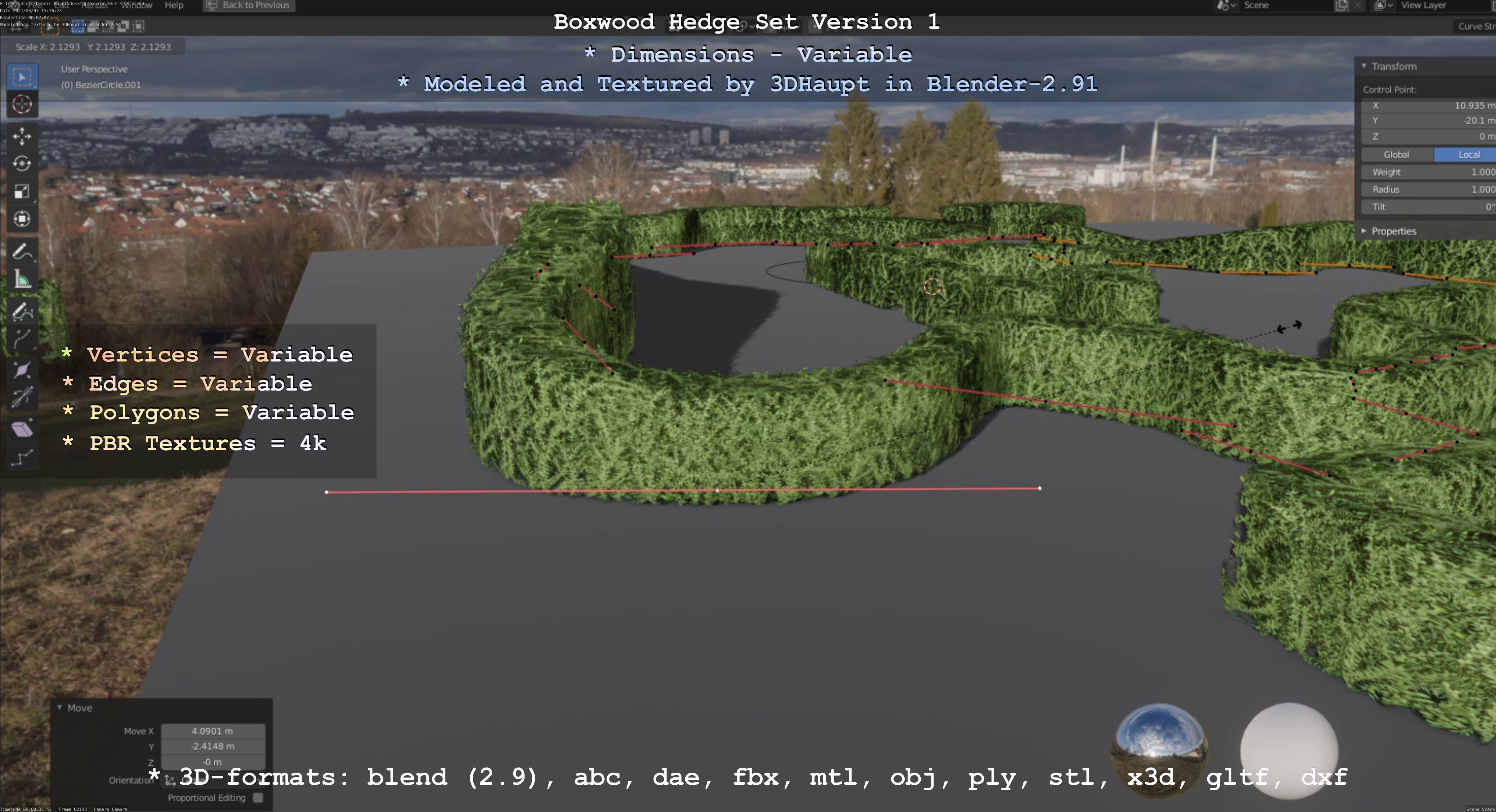 Low-Poly Boxwood Hedge Construction Kit Version 1 Low-poly 3D model_94