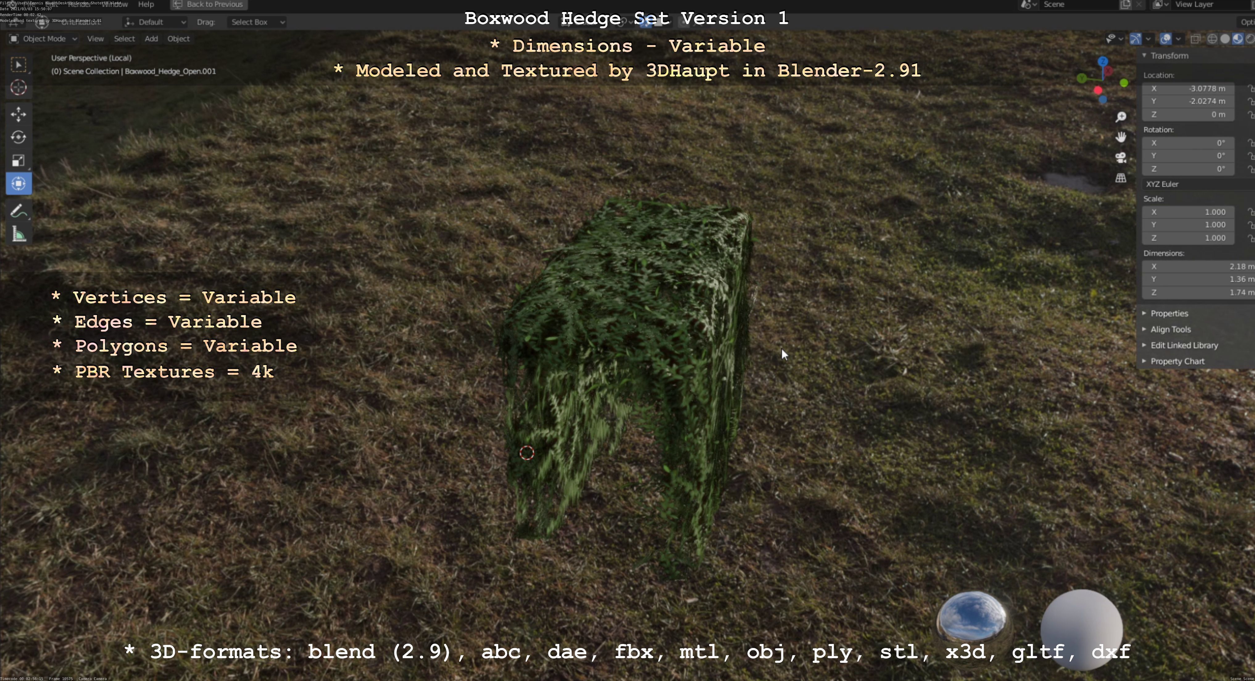 Low-Poly Boxwood Hedge Construction Kit Version 1 Low-poly 3D model_81