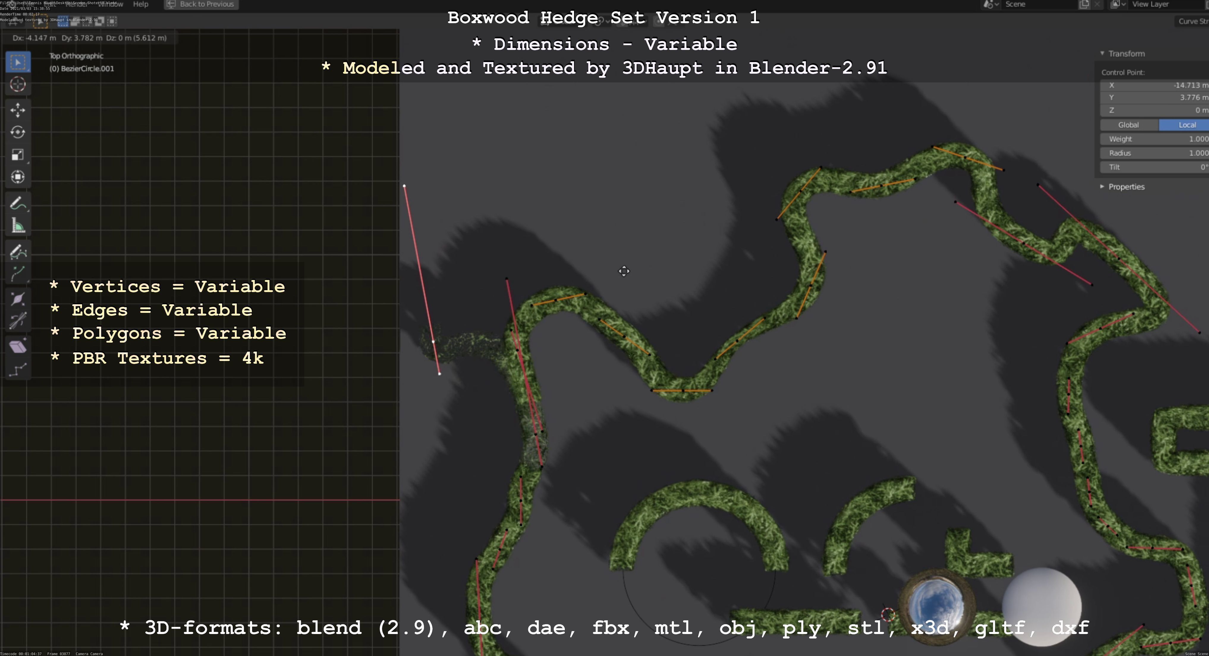 Low-Poly Boxwood Hedge Construction Kit Version 1 Low-poly 3D model_58