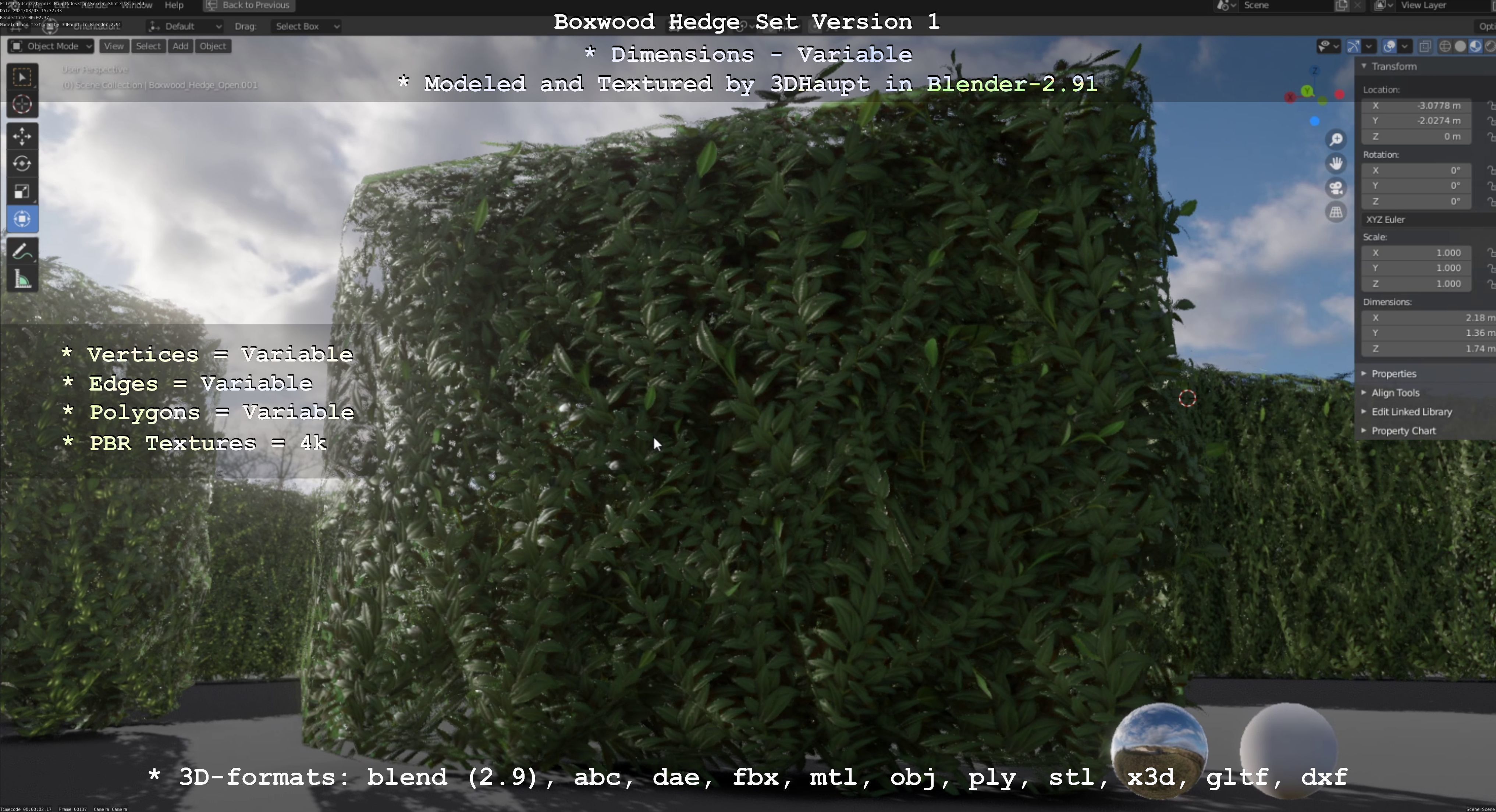 Low-Poly Boxwood Hedge Construction Kit Version 1 Low-poly 3D model_91