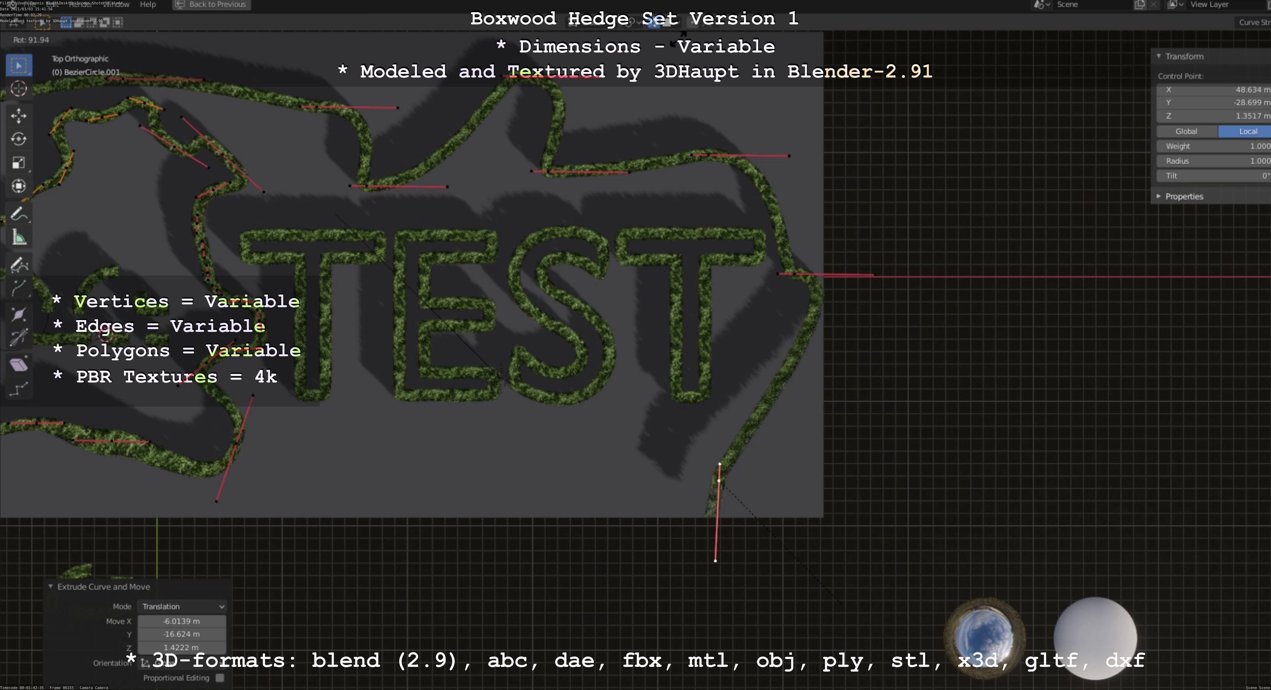 Low-Poly Boxwood Hedge Construction Kit Version 1 Low-poly 3D model_68