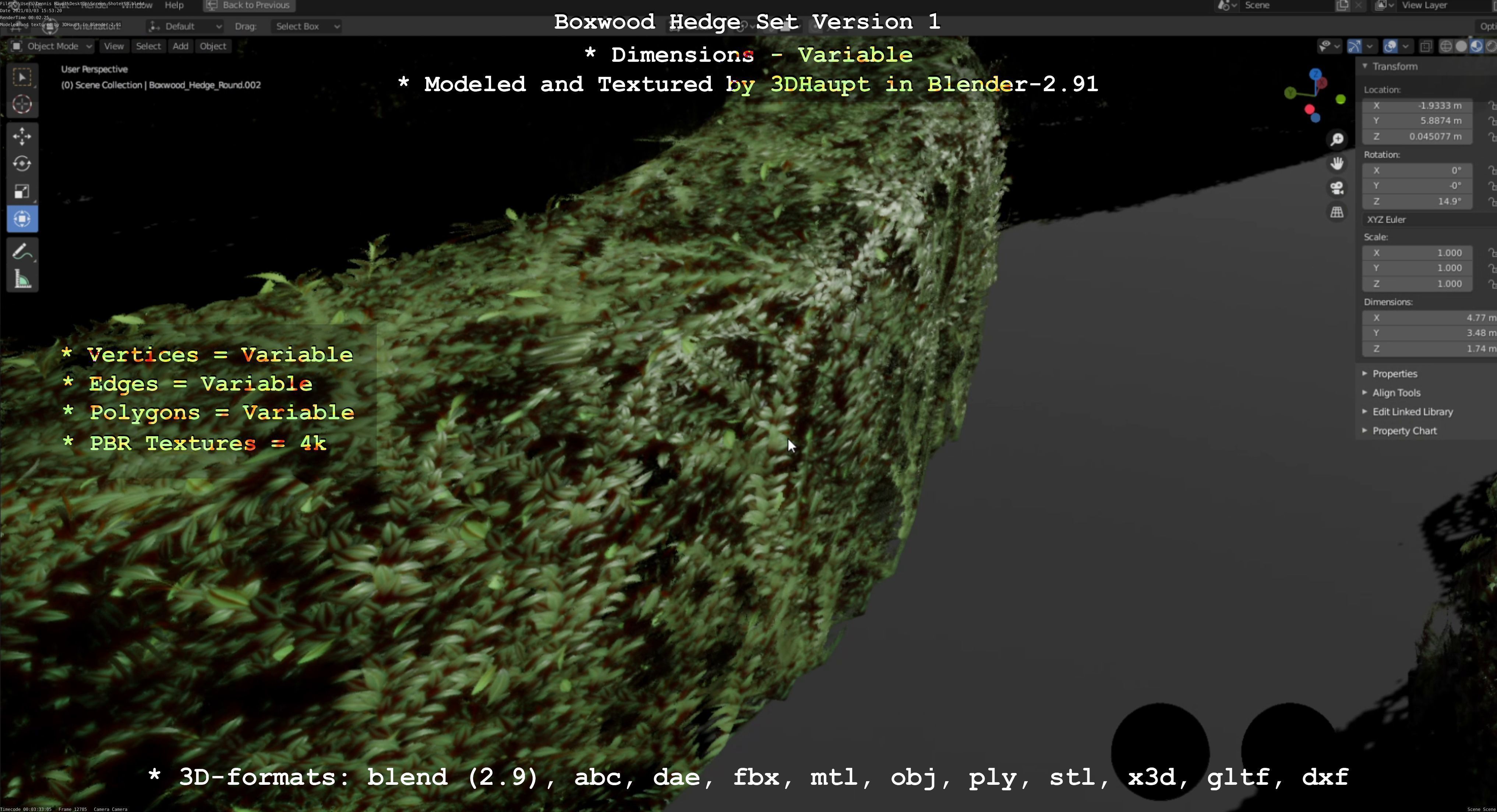 Low-Poly Boxwood Hedge Construction Kit Version 1 Low-poly 3D model_11