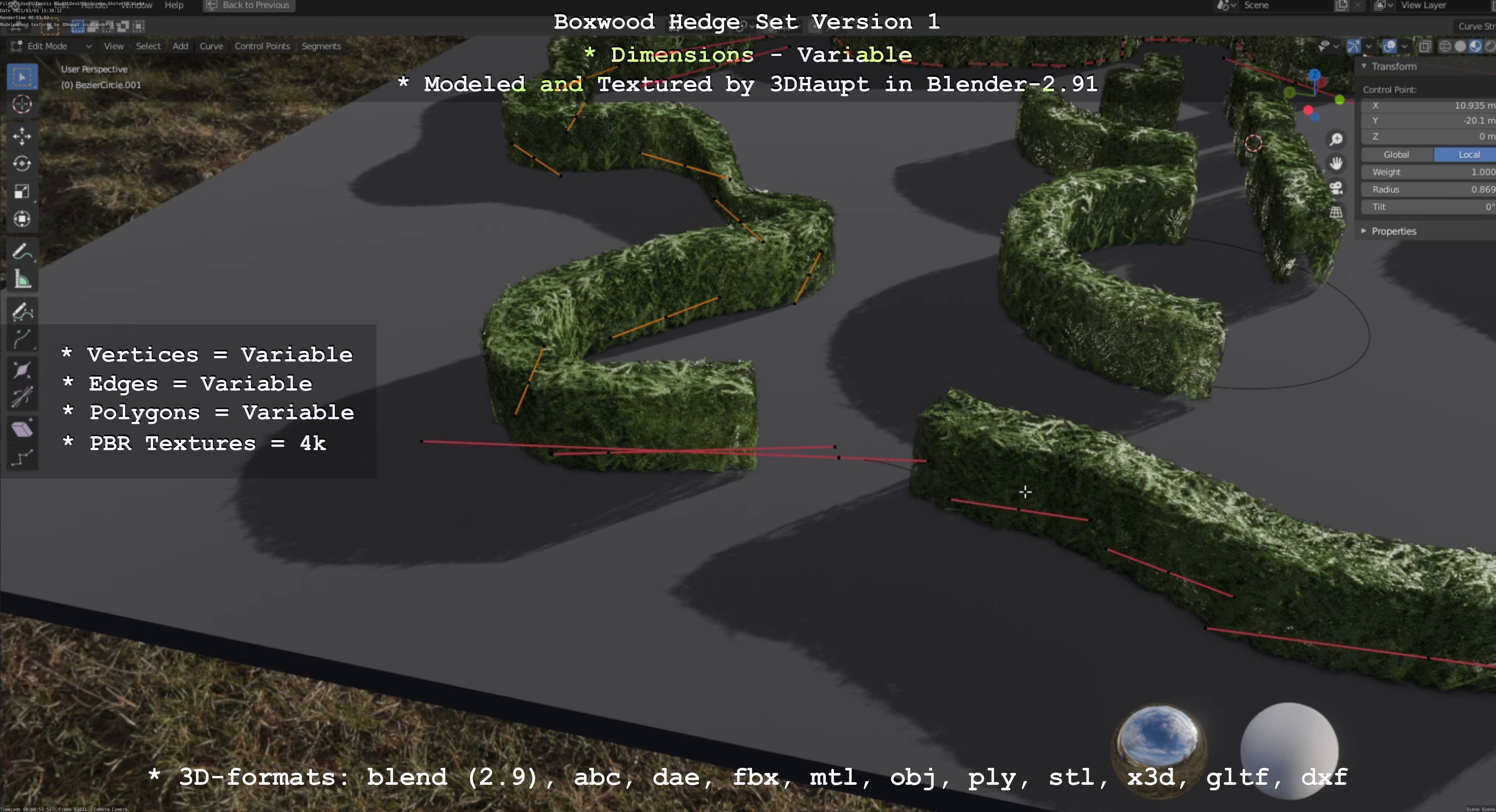 Low-Poly Boxwood Hedge Construction Kit Version 1 Low-poly 3D model_41