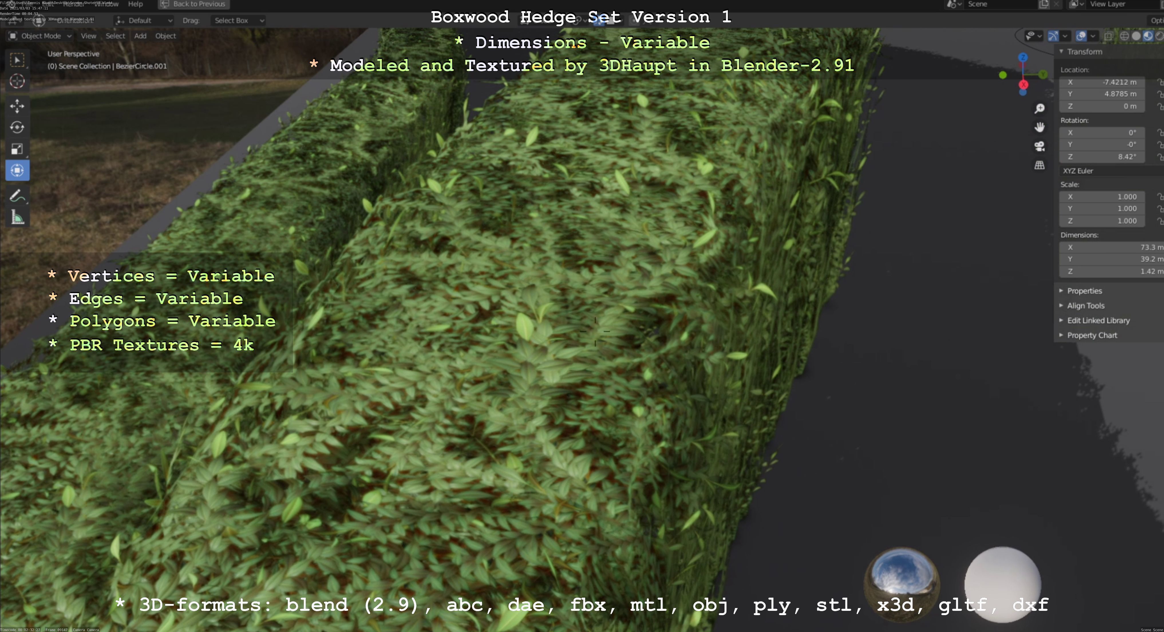 Low-Poly Boxwood Hedge Construction Kit Version 1 Low-poly 3D model_49
