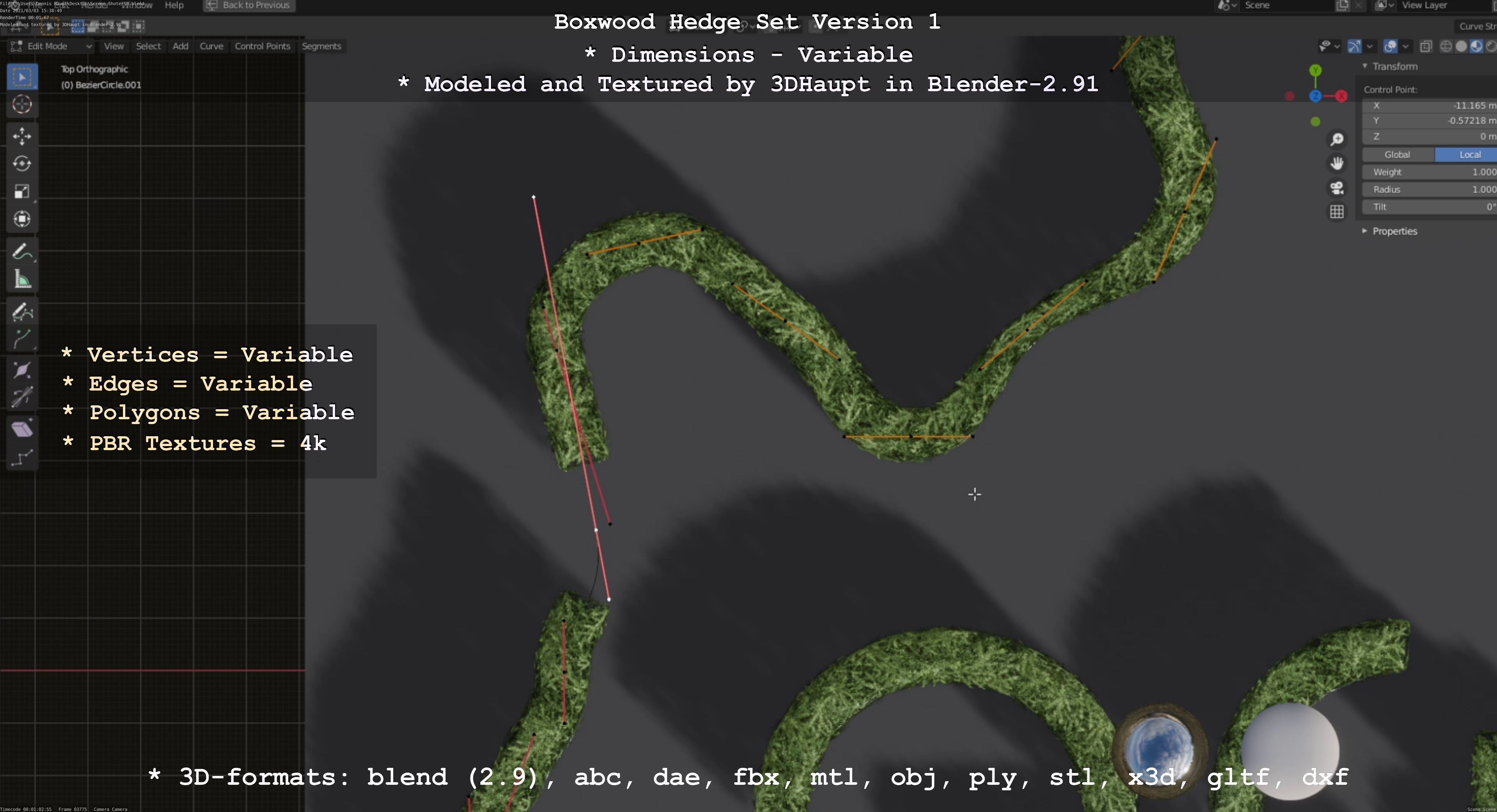 Low-Poly Boxwood Hedge Construction Kit Version 1 Low-poly 3D model_102