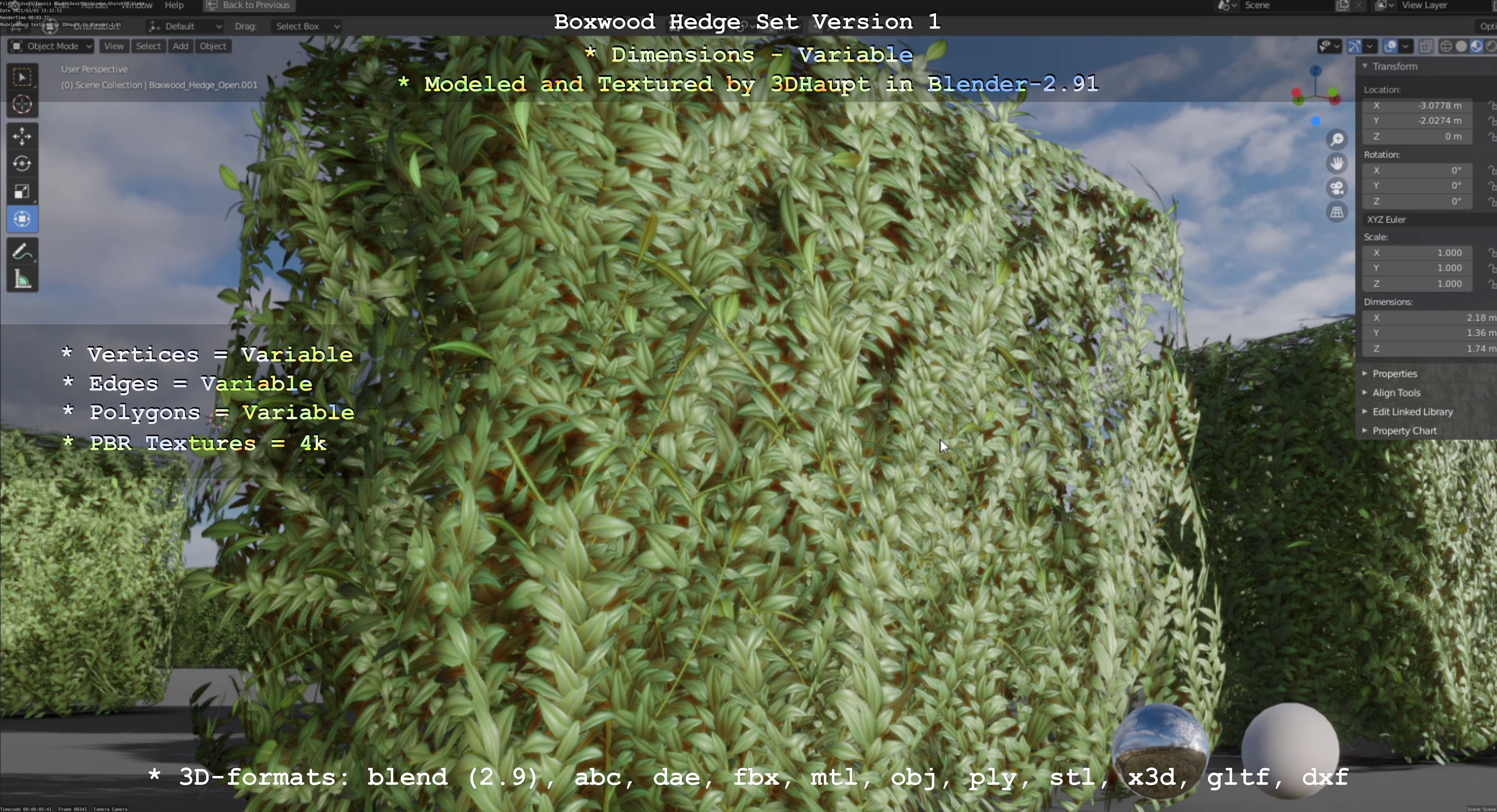 Low-Poly Boxwood Hedge Construction Kit Version 1 Low-poly 3D model_92