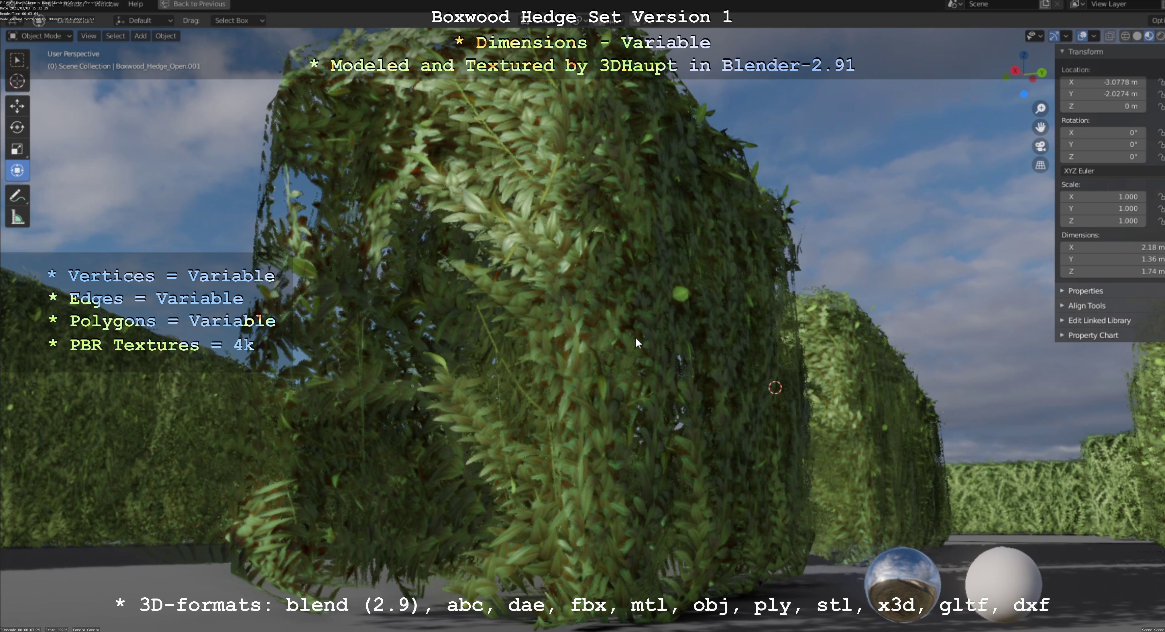 Low-Poly Boxwood Hedge Construction Kit Version 1 Low-poly 3D model_21