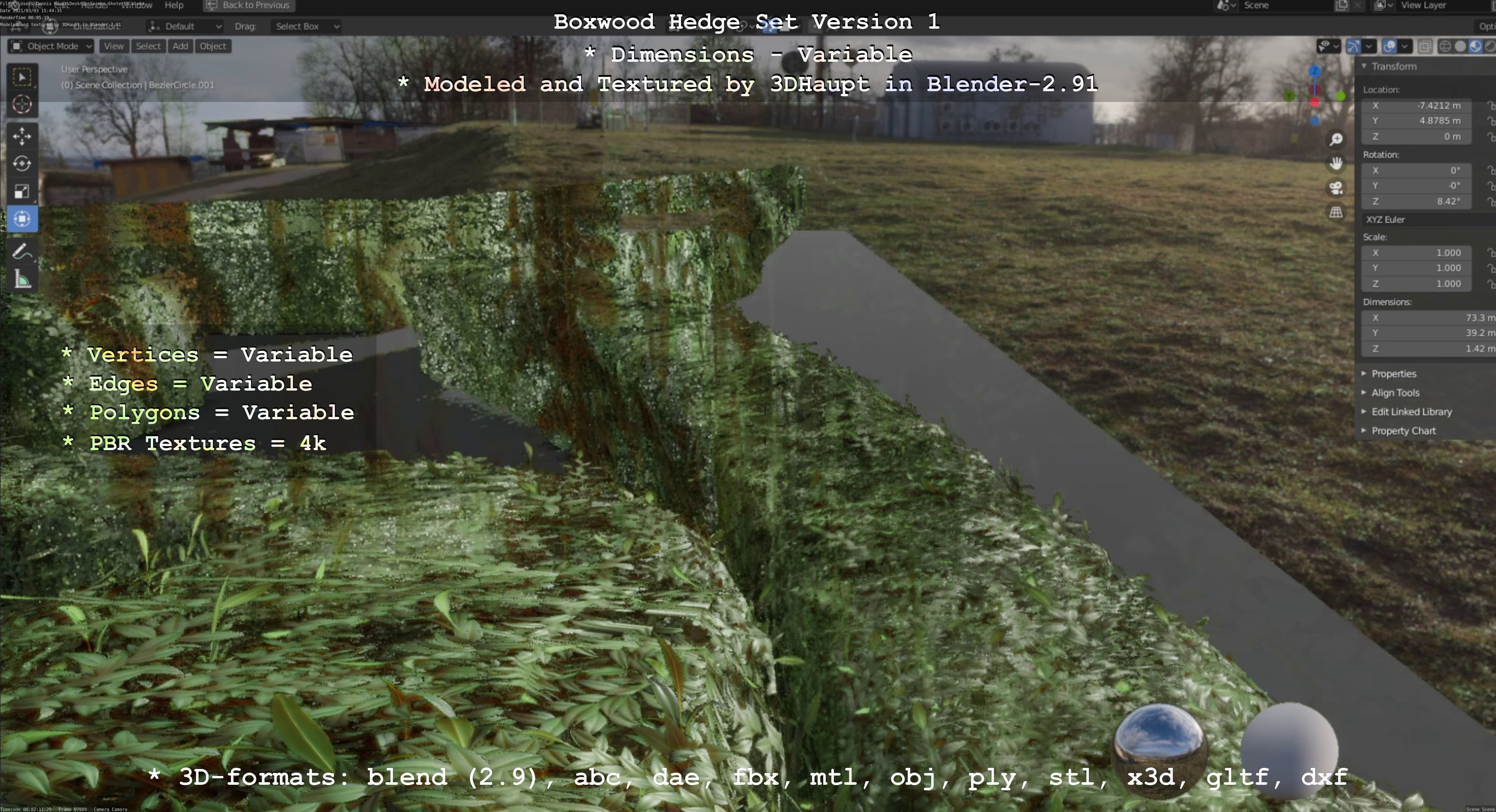 Low-Poly Boxwood Hedge Construction Kit Version 1 Low-poly 3D model_43