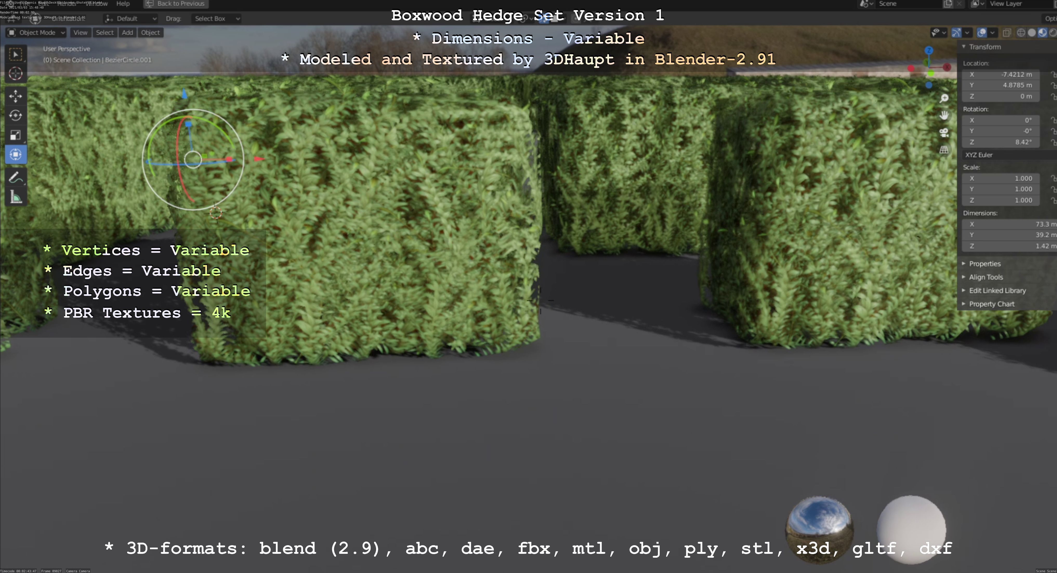 Low-Poly Boxwood Hedge Construction Kit Version 1 Low-poly 3D model_76