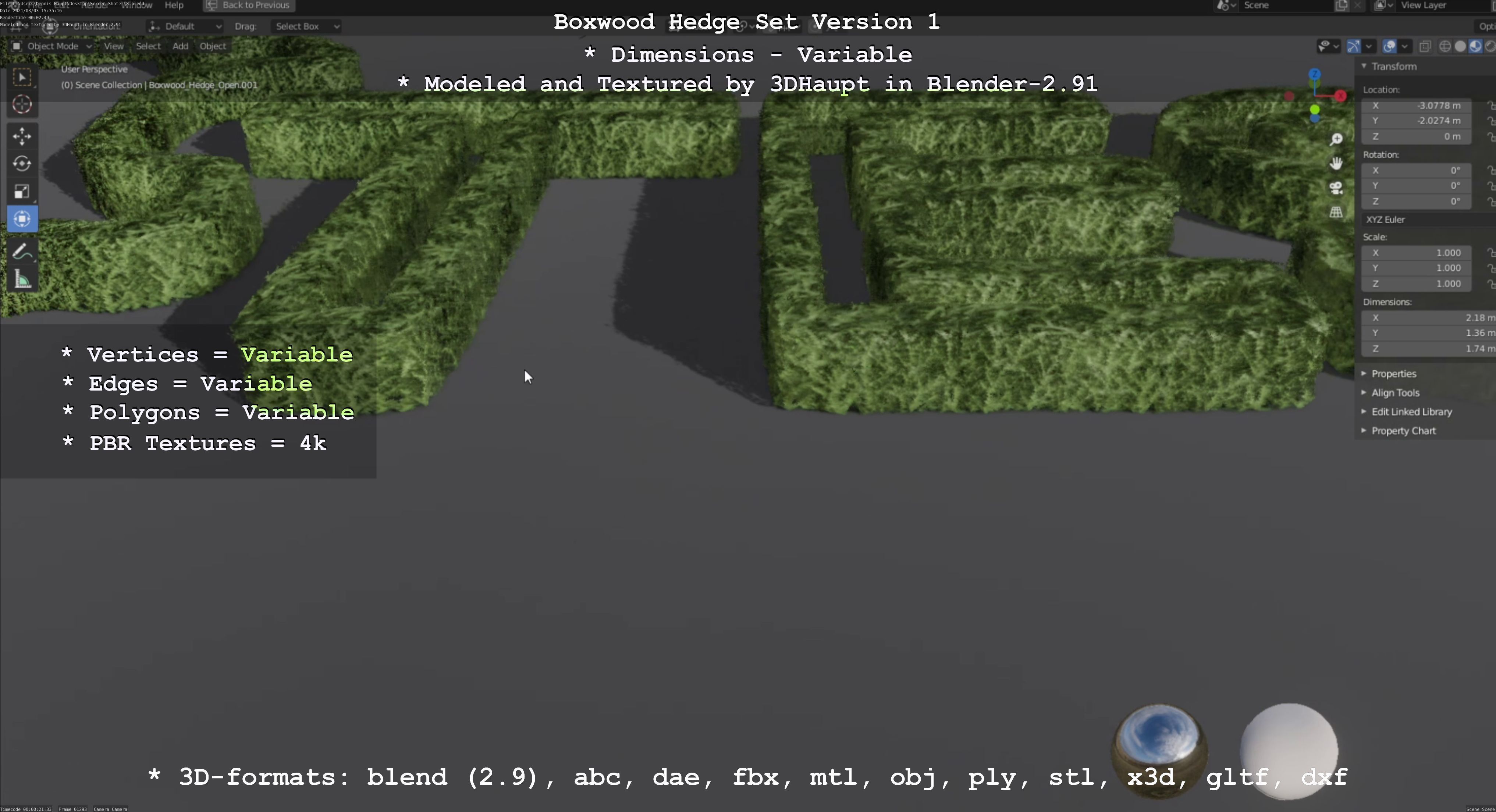 Low-Poly Boxwood Hedge Construction Kit Version 1 Low-poly 3D model_93