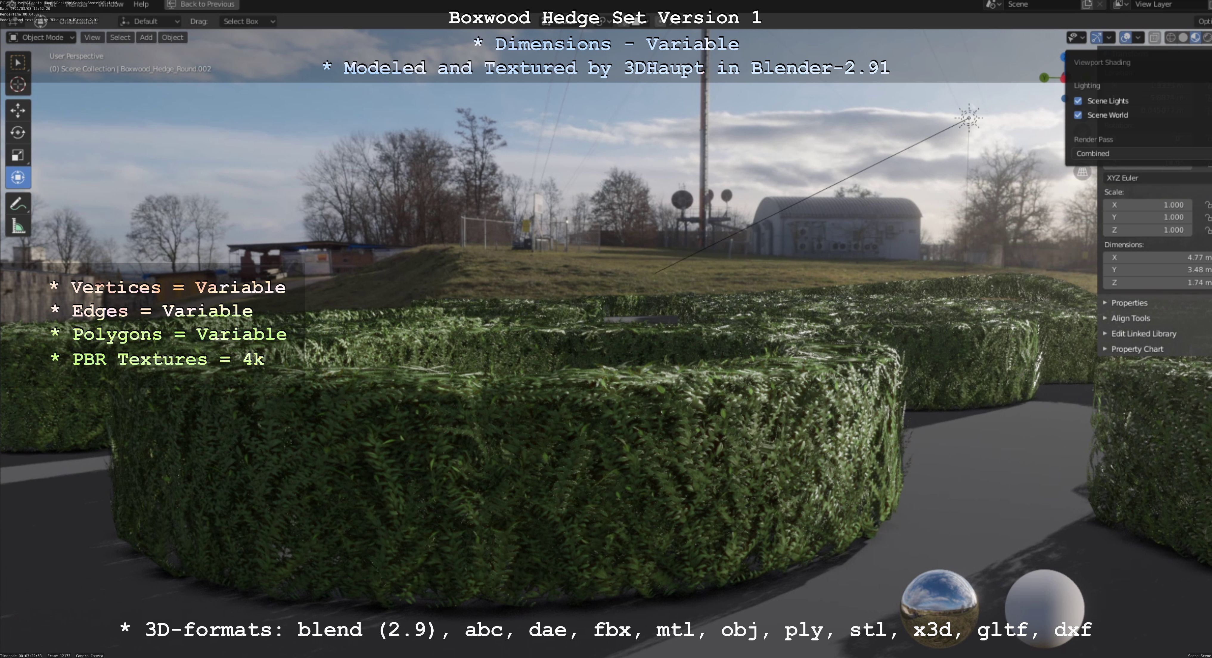 Low-Poly Boxwood Hedge Construction Kit Version 1 Low-poly 3D model_31