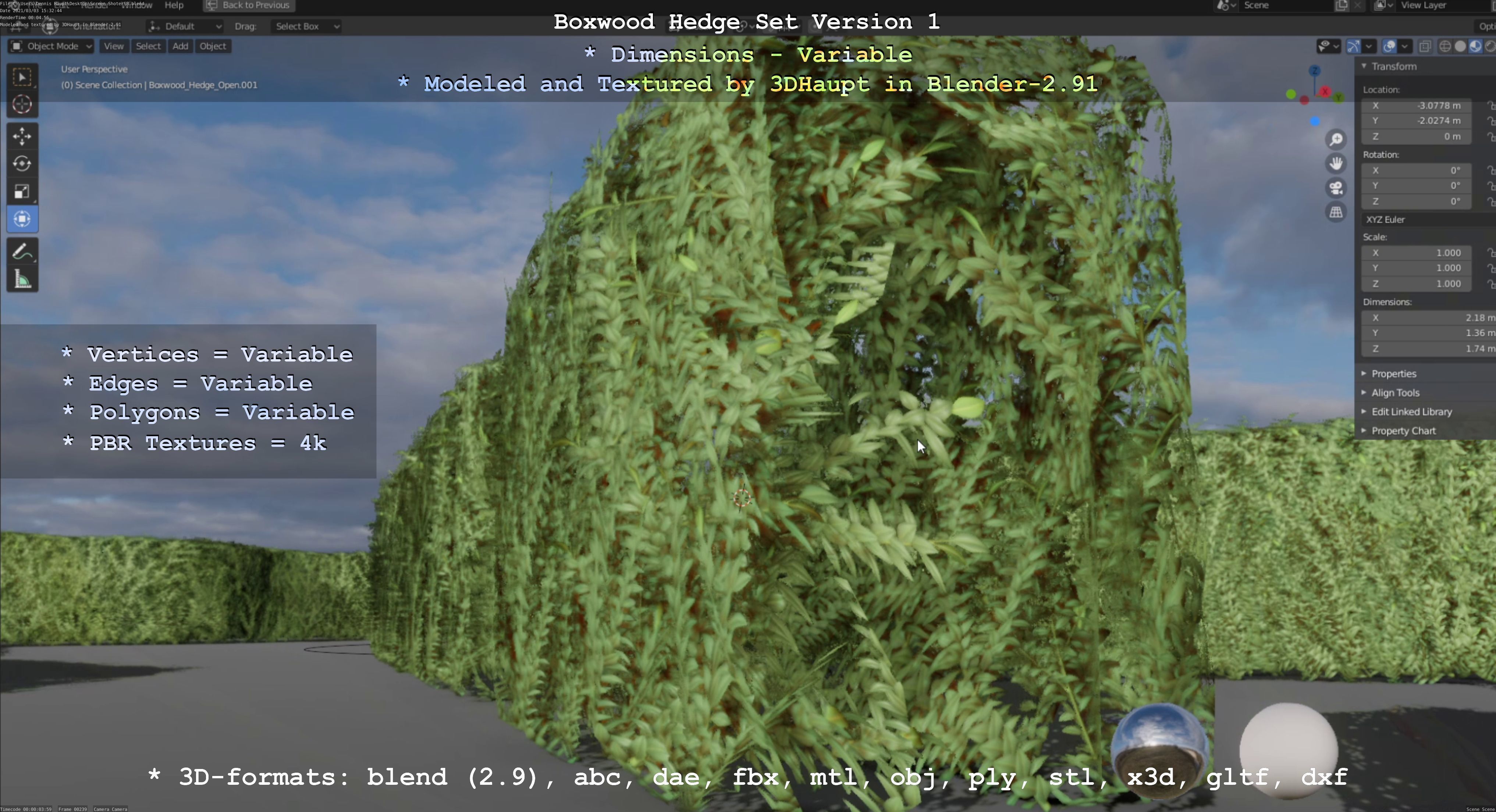 Low-Poly Boxwood Hedge Construction Kit Version 1 Low-poly 3D model_23