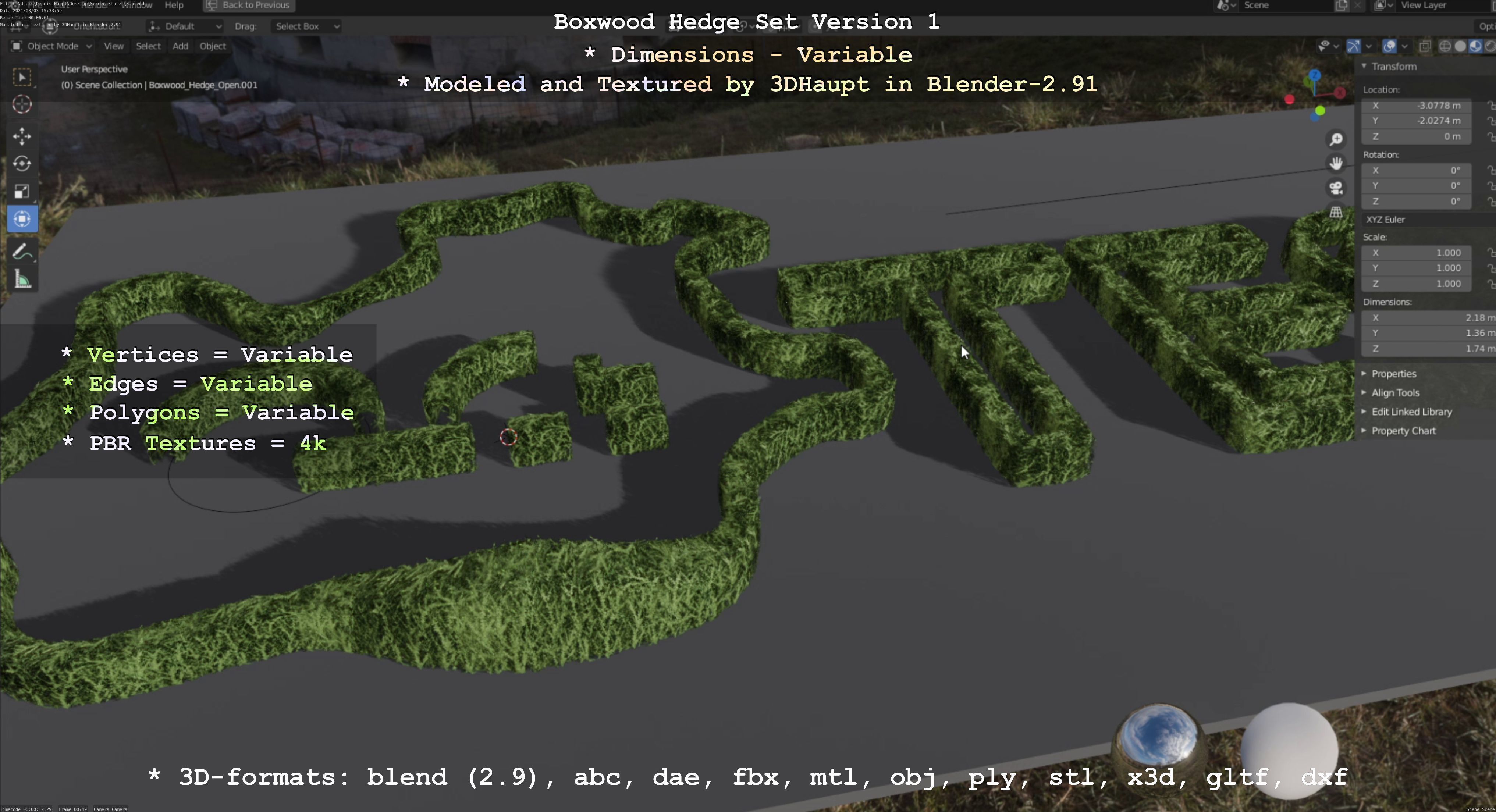 Low-Poly Boxwood Hedge Construction Kit Version 1 Low-poly 3D model_29