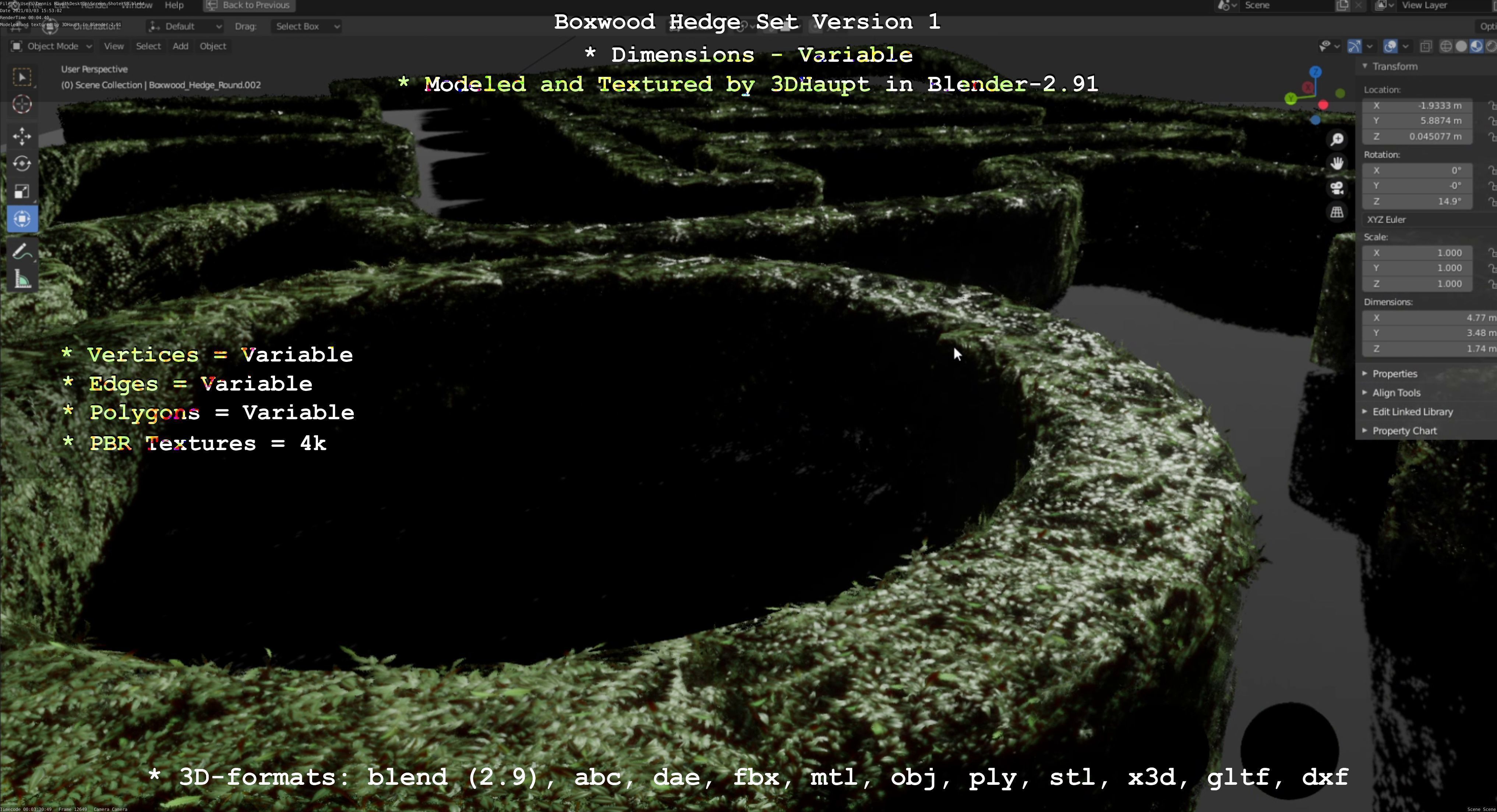 Low-Poly Boxwood Hedge Construction Kit Version 1 Low-poly 3D model_26