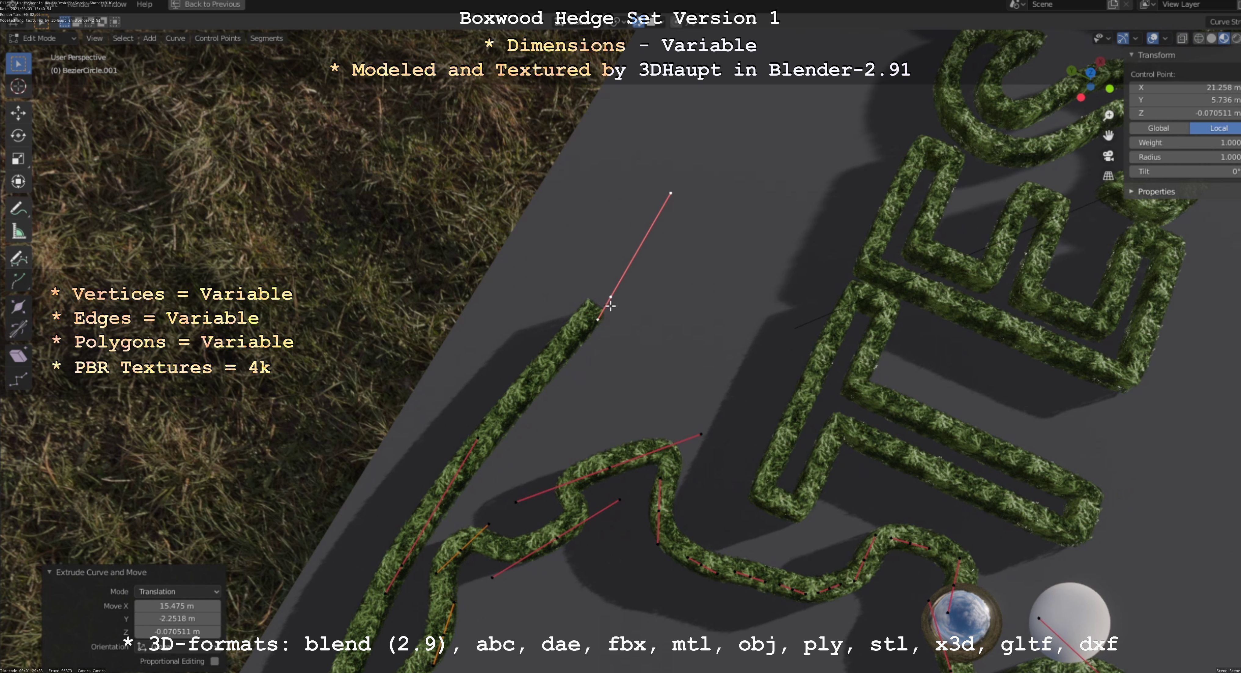 Low-Poly Boxwood Hedge Construction Kit Version 1 Low-poly 3D model_59