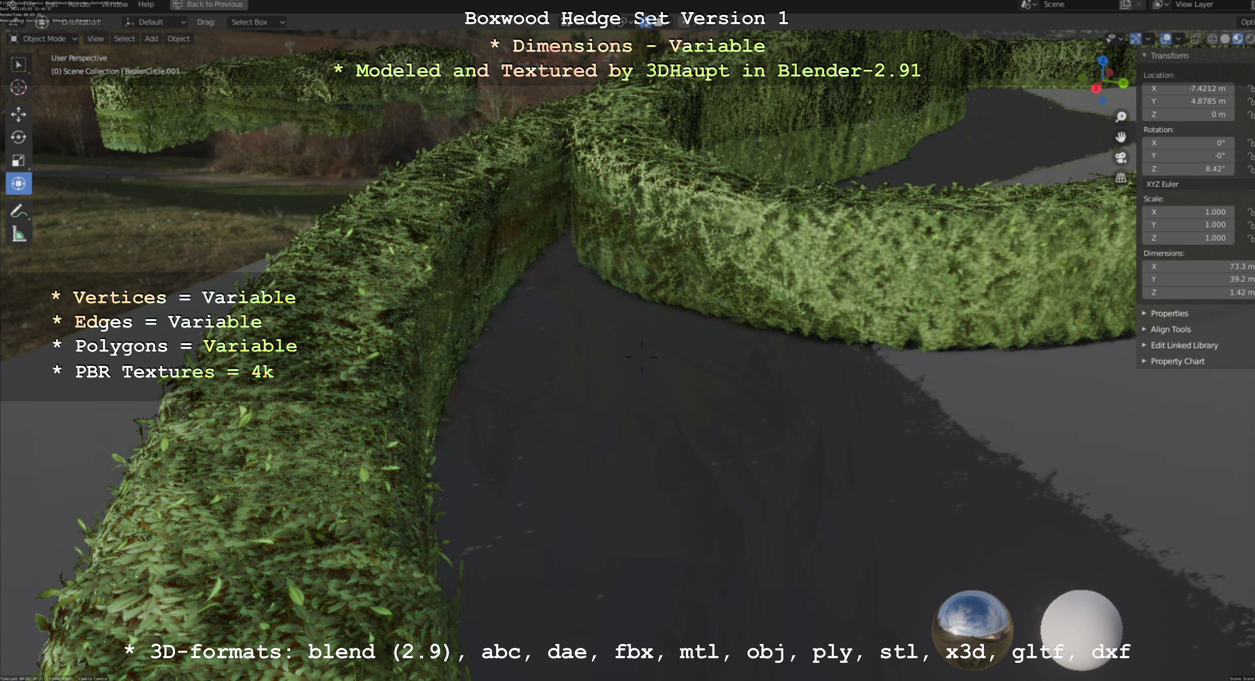 Low-Poly Boxwood Hedge Construction Kit Version 1 Low-poly 3D model_75