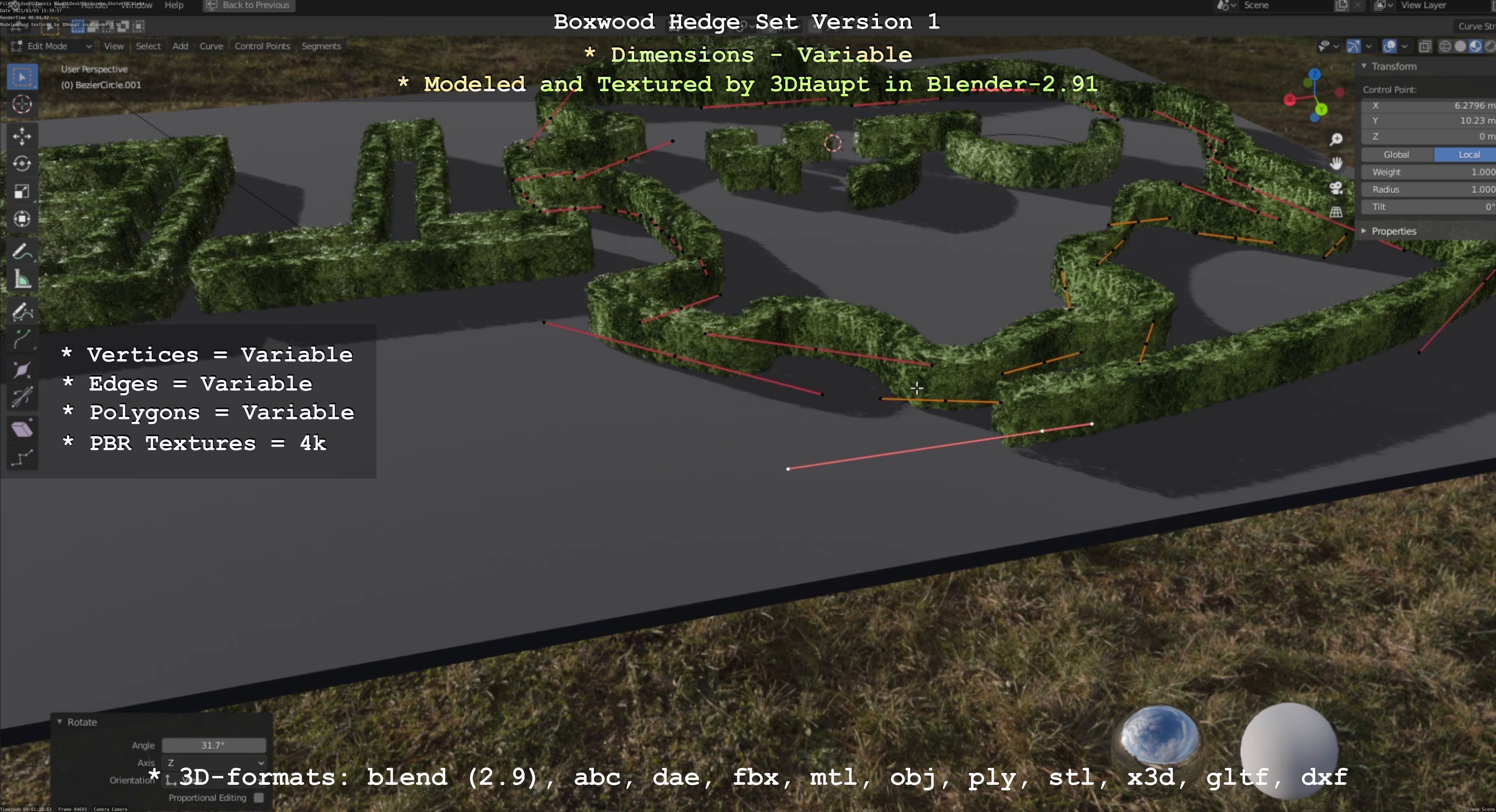Low-Poly Boxwood Hedge Construction Kit Version 1 Low-poly 3D model_56