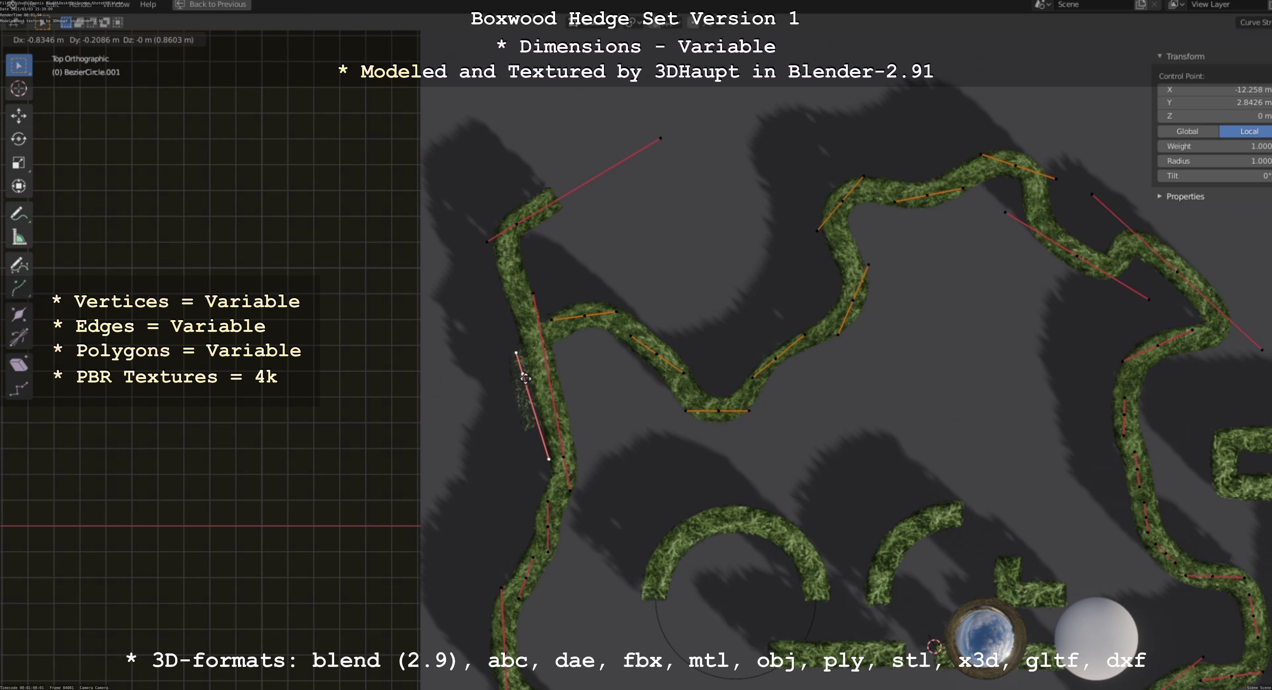 Low-Poly Boxwood Hedge Construction Kit Version 1 Low-poly 3D model_46