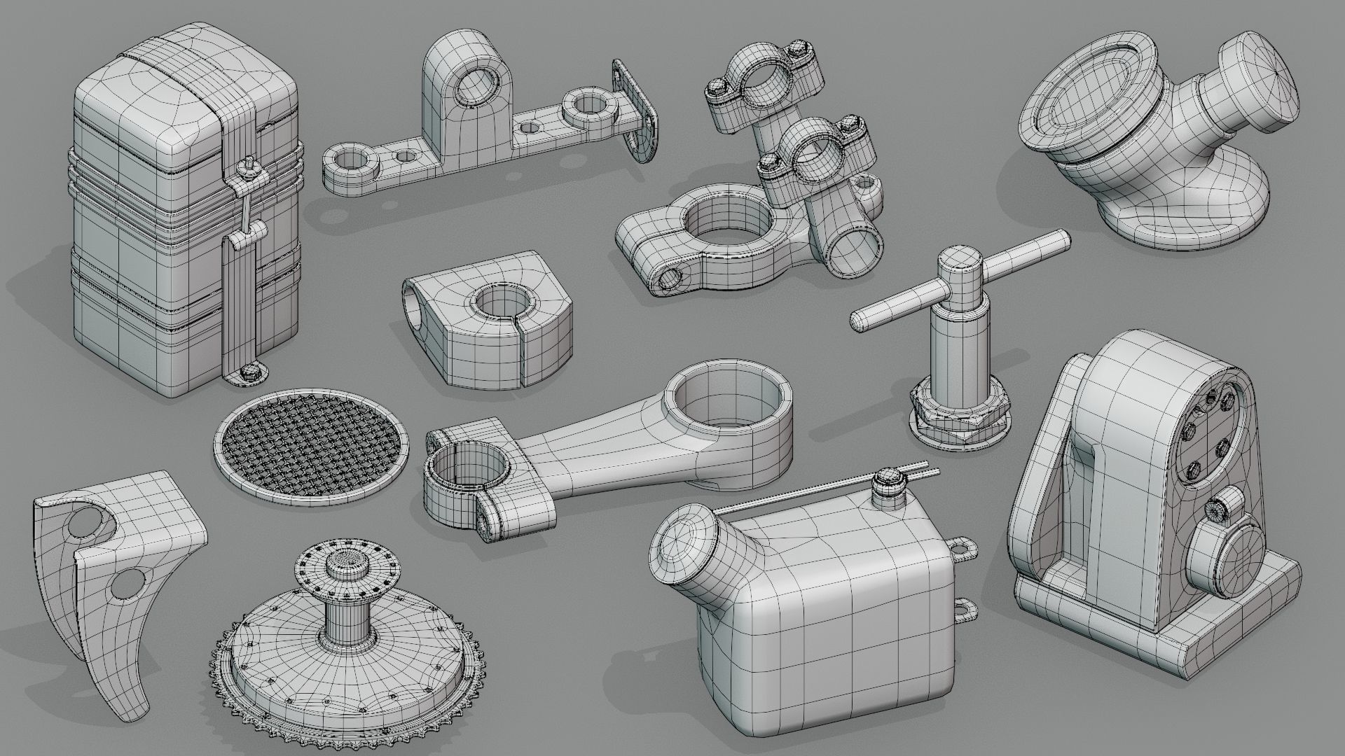 Hard Surface Mechanical Kitbash  Quad Topology  Bundle 3D Model Collection_28