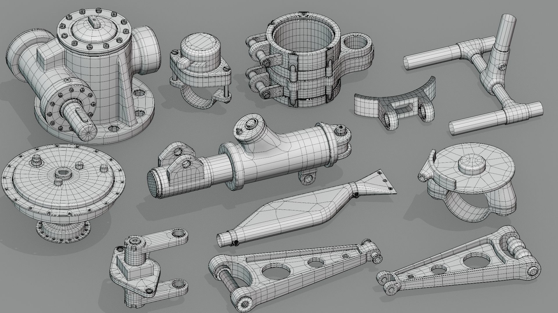 Hard Surface Mechanical Kitbash  Quad Topology  Bundle 3D Model Collection_33