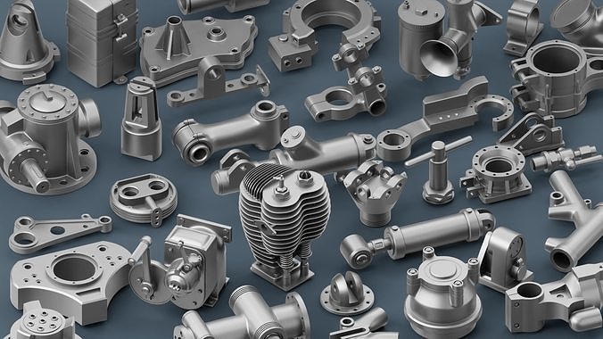 Hard Surface Mechanical Kitbash  Quad Topology  Bundle 3D Model Collection